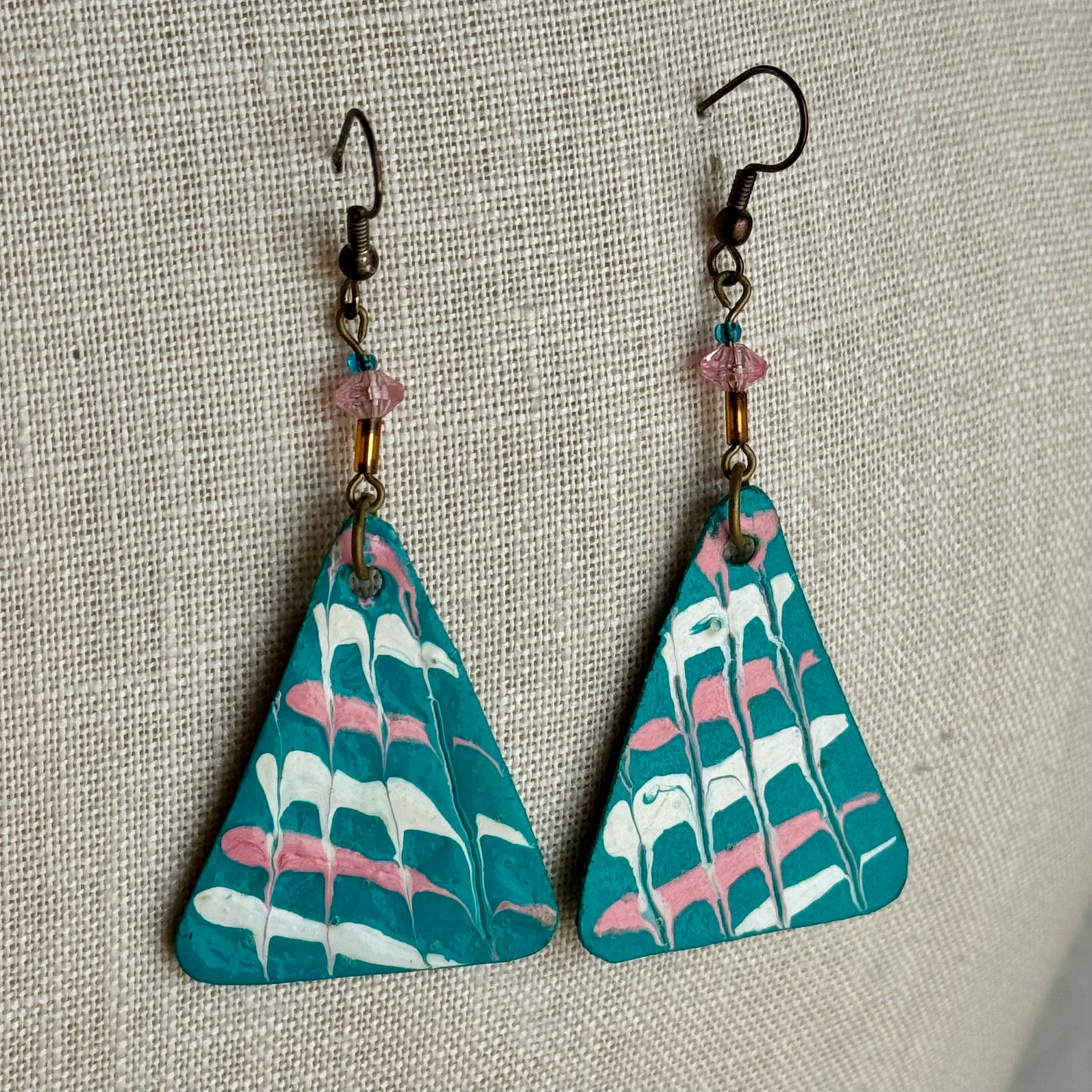 1980s Teal & Pink Earrings