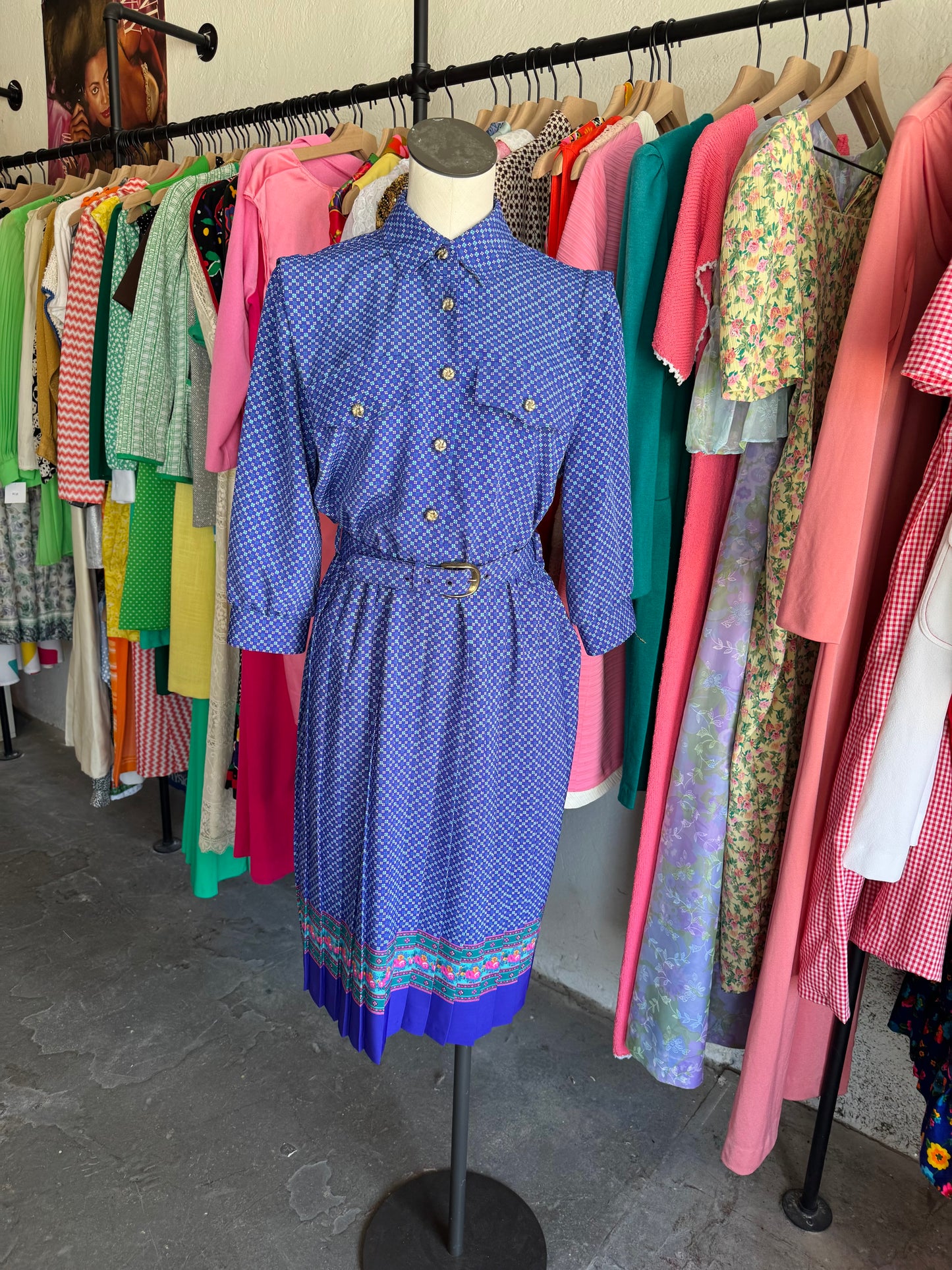 1980s Breli Originals Purple Floral Dress