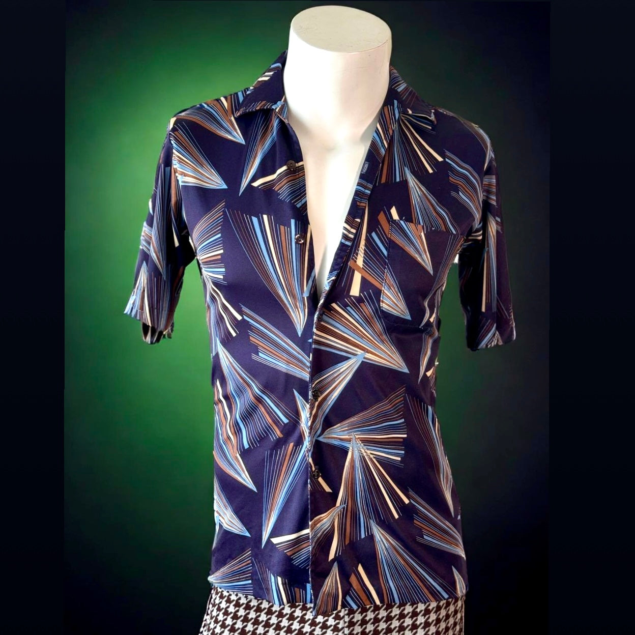 1970s Bluish Purple Silky Disco Shirt