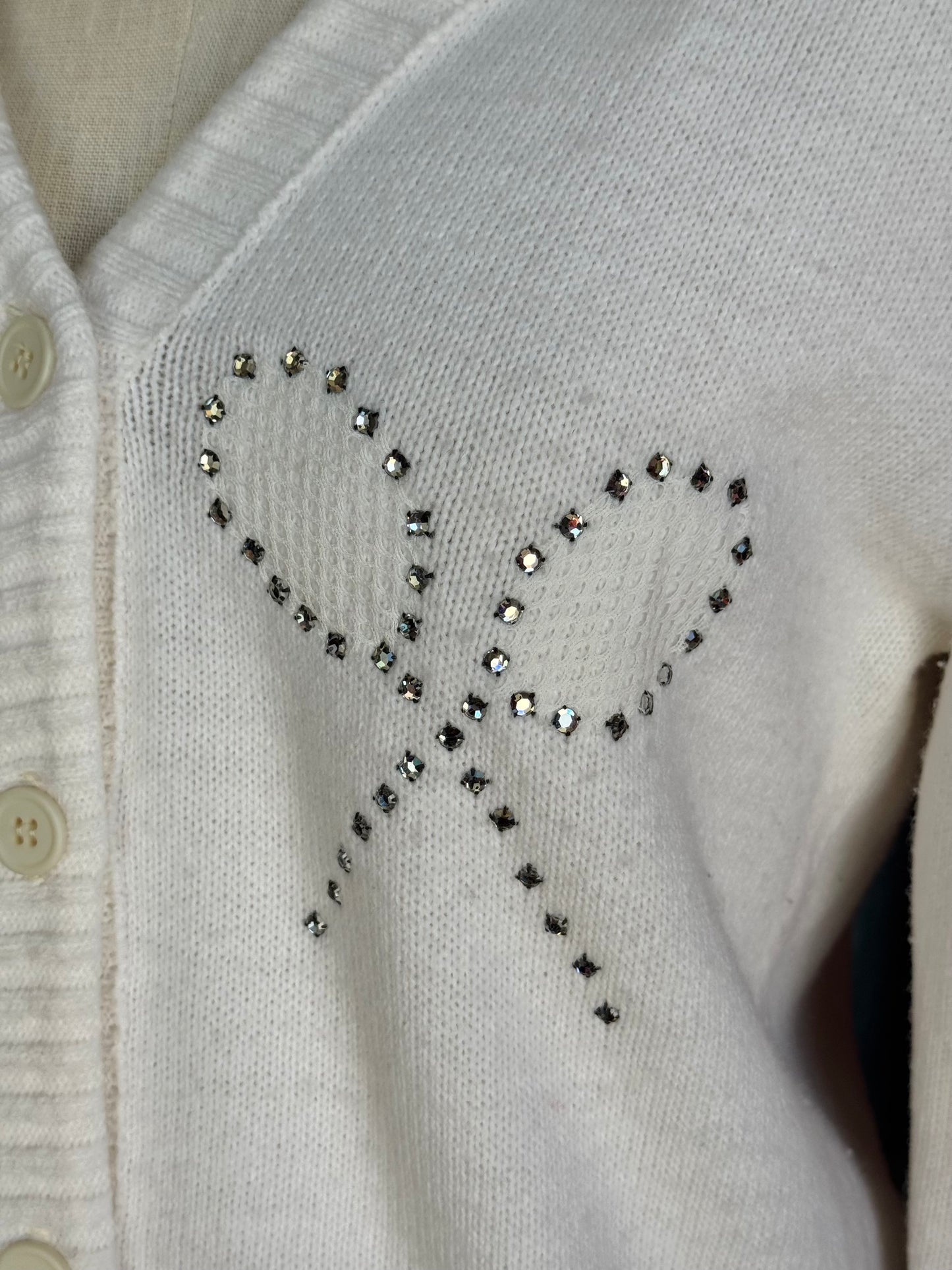 1970s Loomtogs Tennis Whites Bedazzled Cardigan