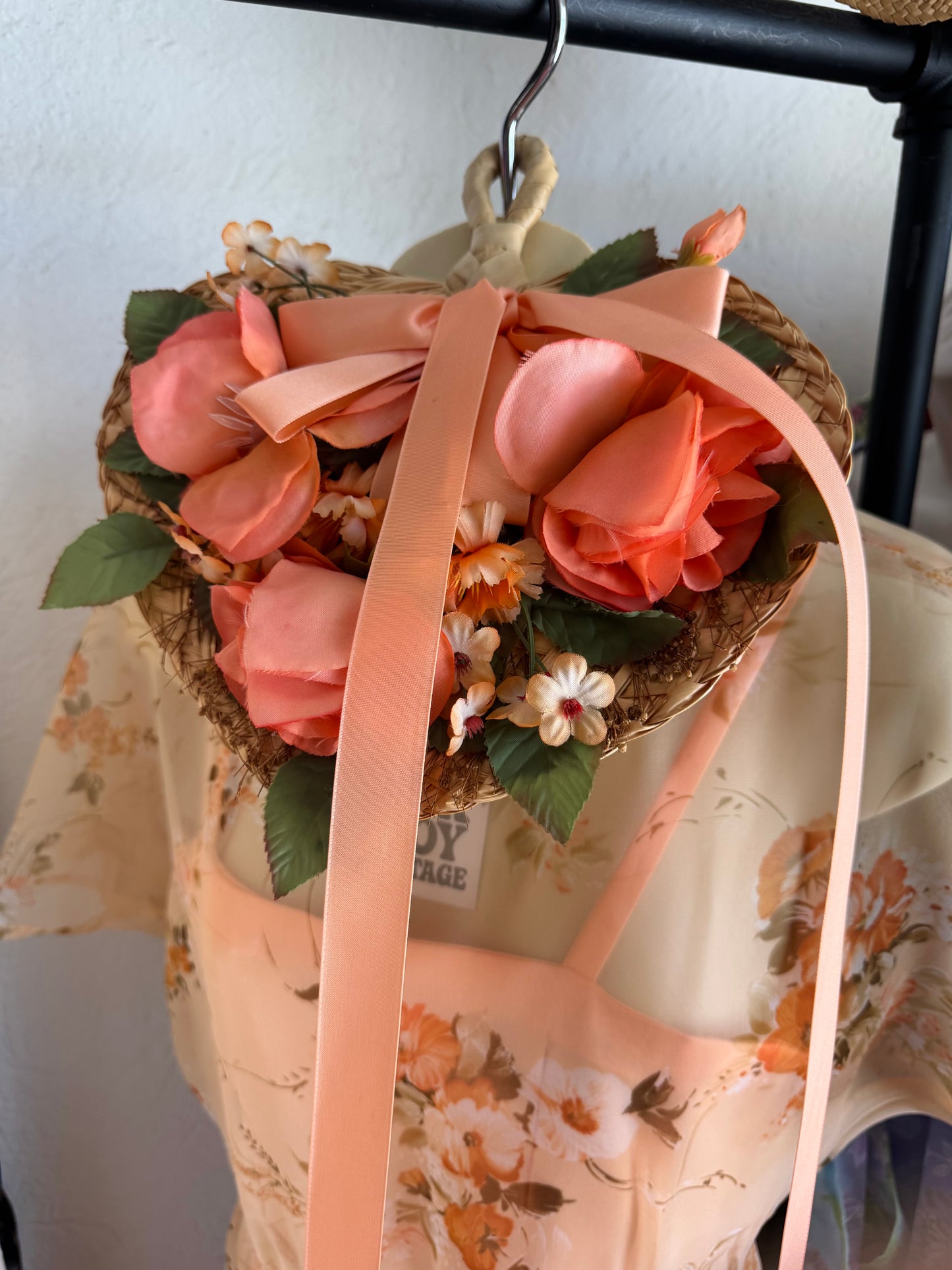 1970s Sheer Floral Dress Set with Hat