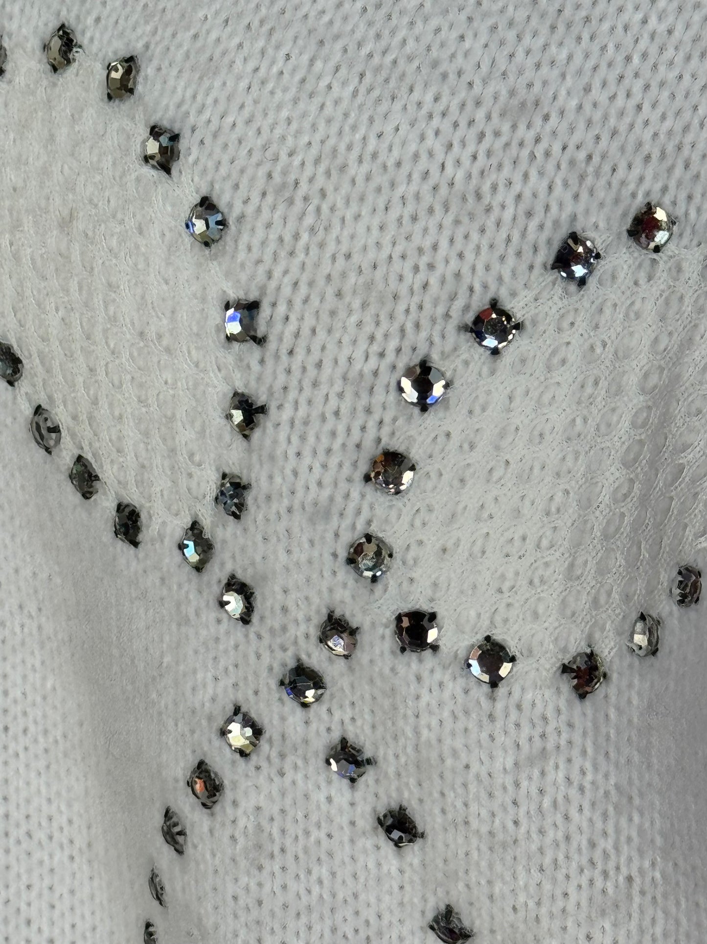 1970s Loomtogs Tennis Whites Bedazzled Cardigan