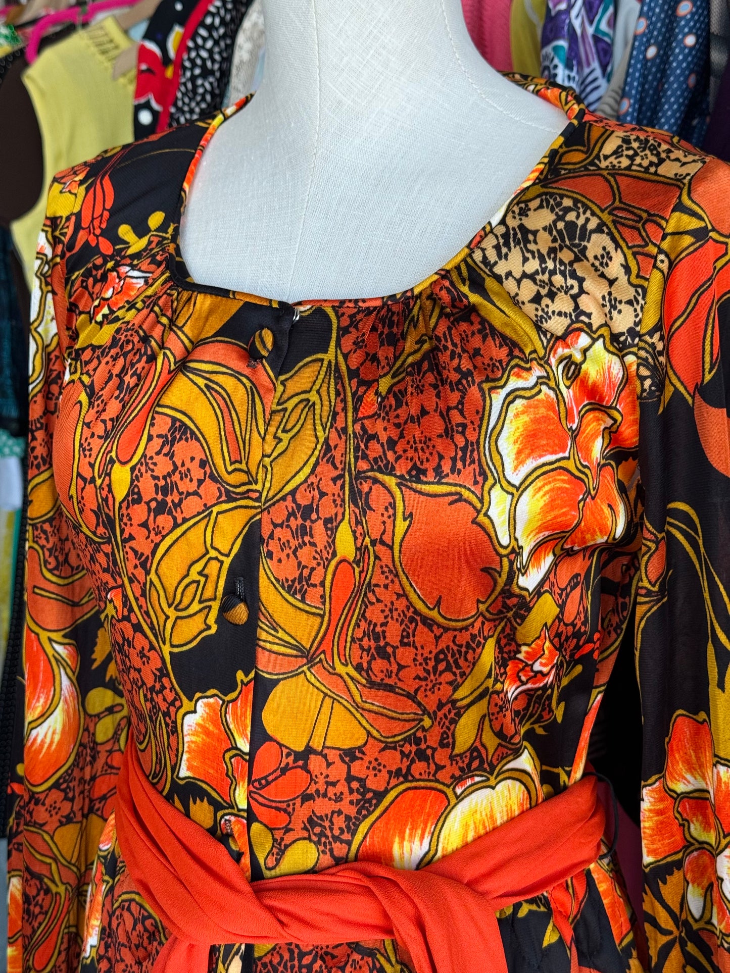 1970s Van Raalte Floral Loungewear Dress