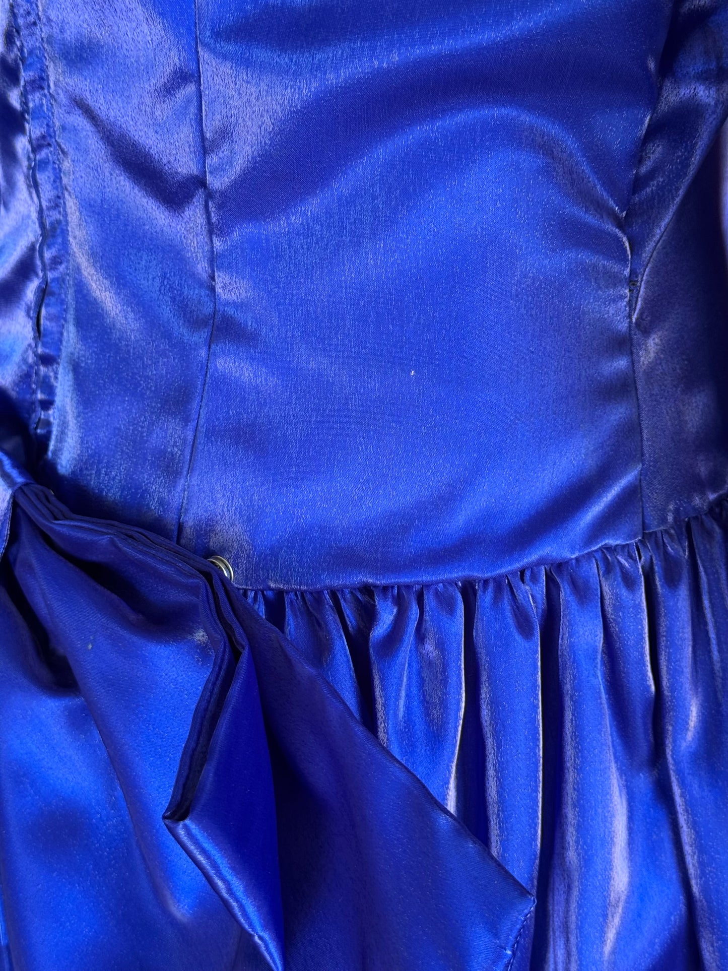1980s Deep Blue Prom Dress with Bow