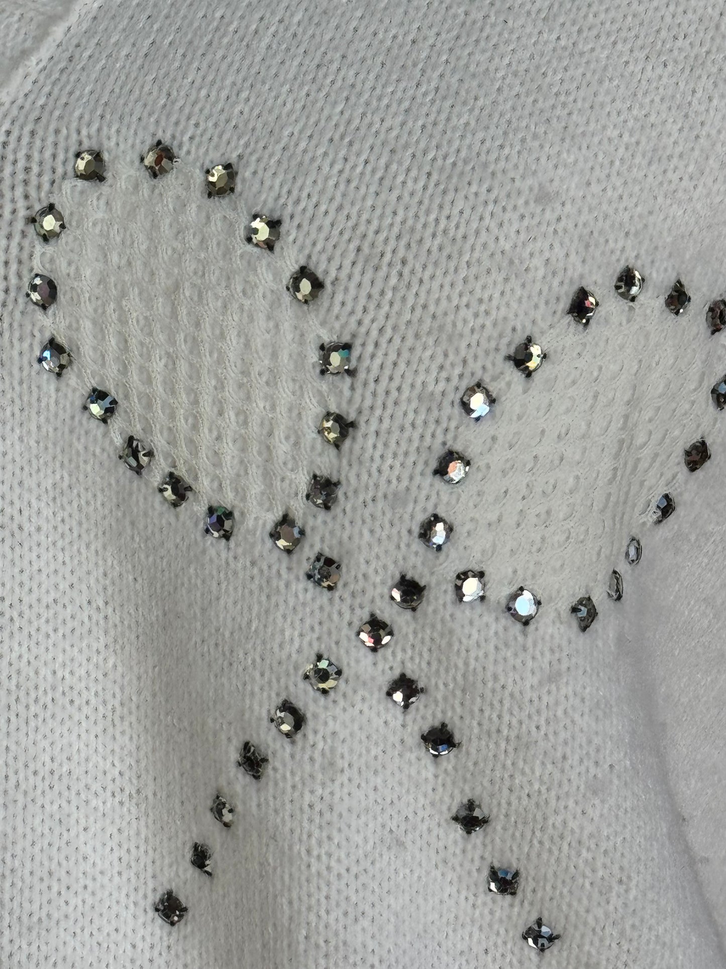 1970s Loomtogs Tennis Whites Bedazzled Cardigan