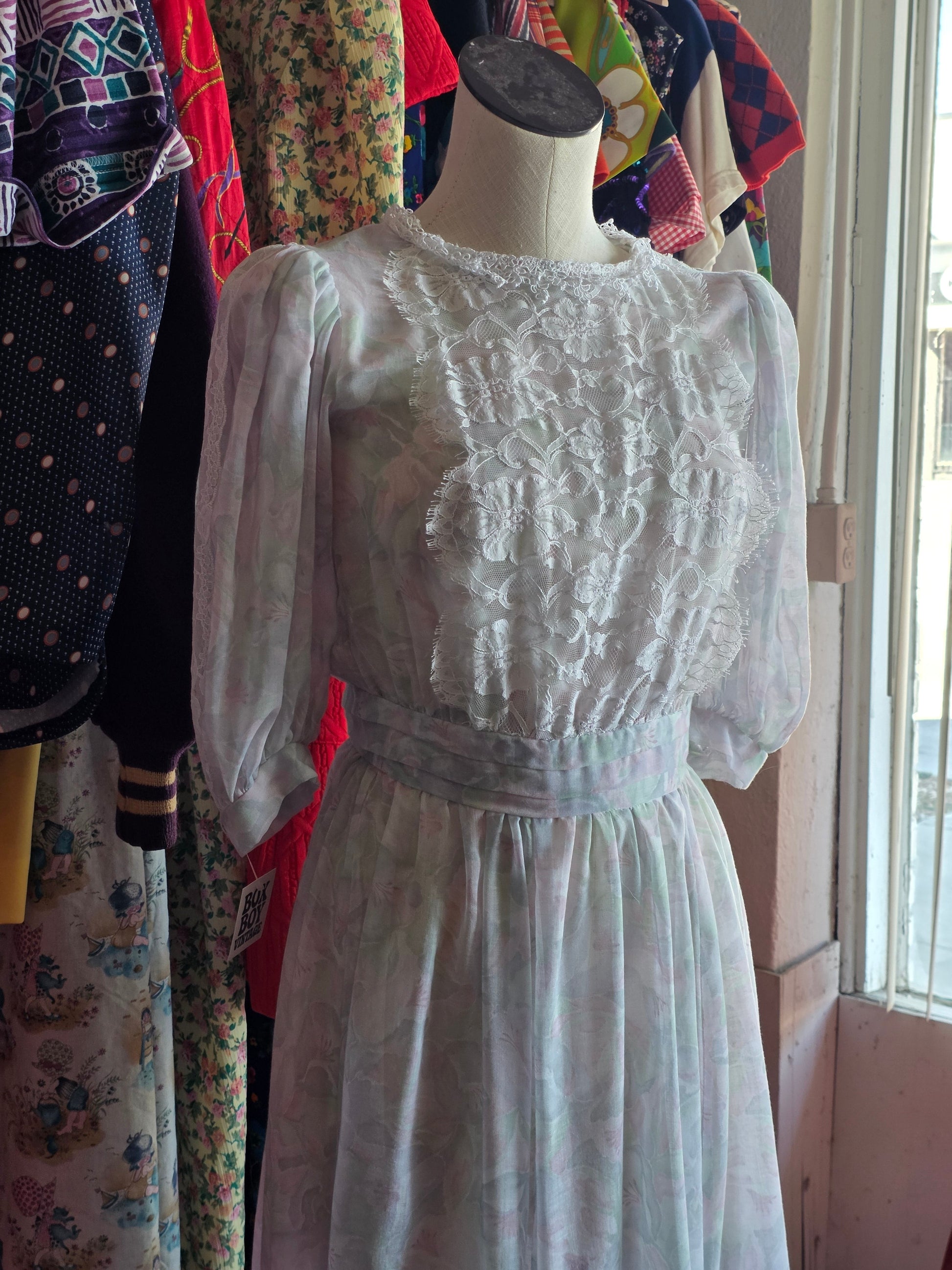 1980s Gunne Sax Purple Floral Dress