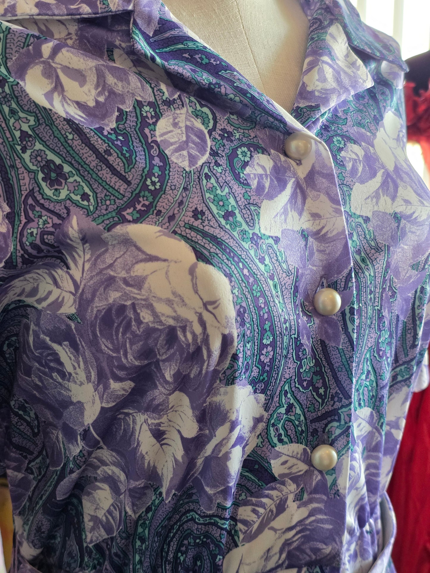 1980s Blair Purple Paisley Dress