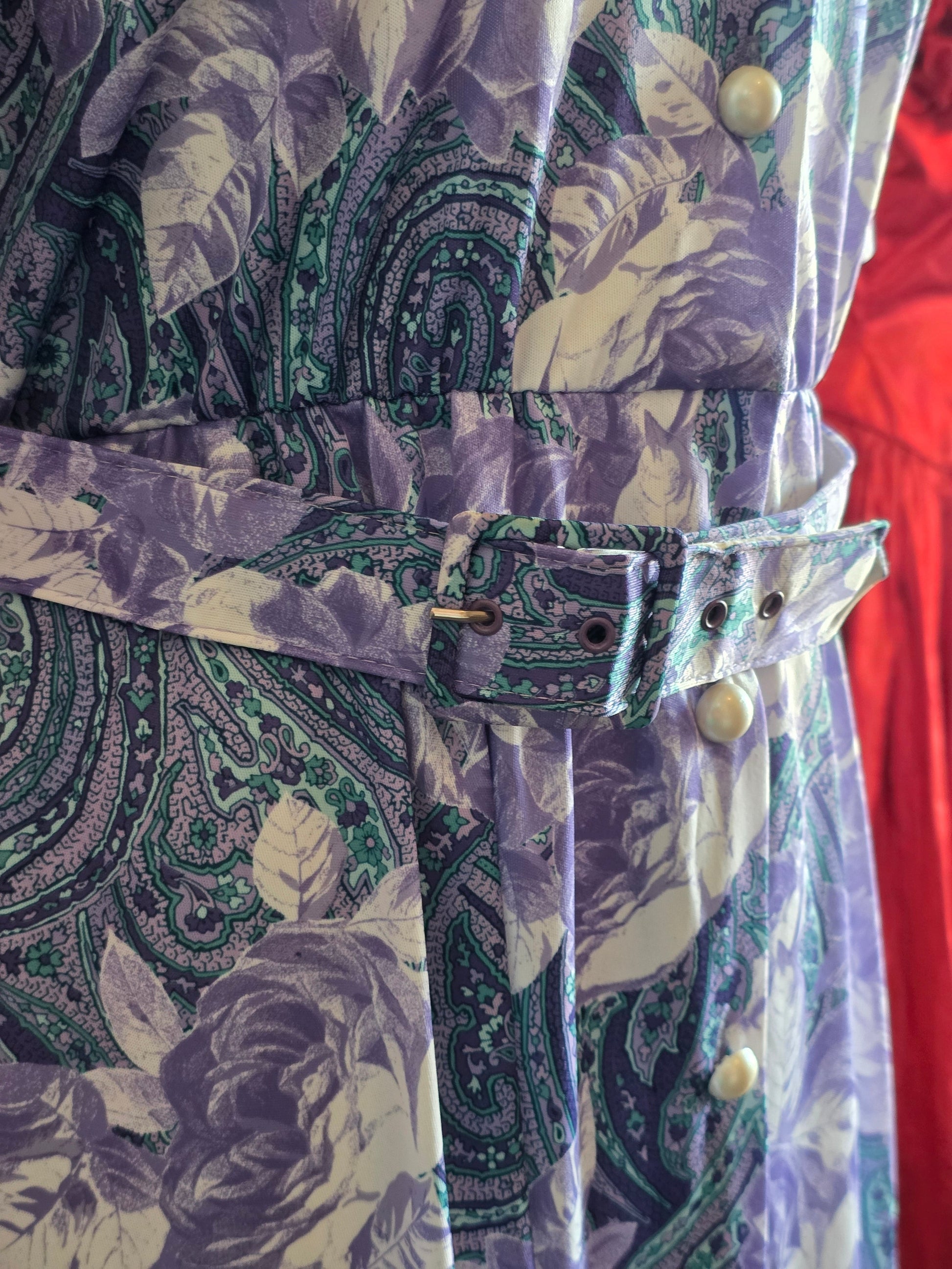 1980s Blair Purple Paisley Dress