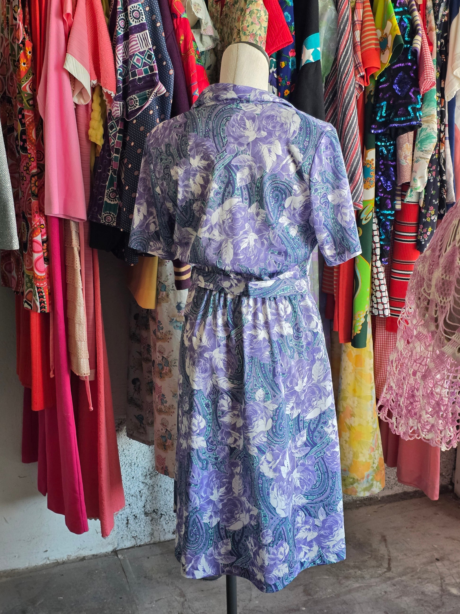 1980s Blair Purple Paisley Dress