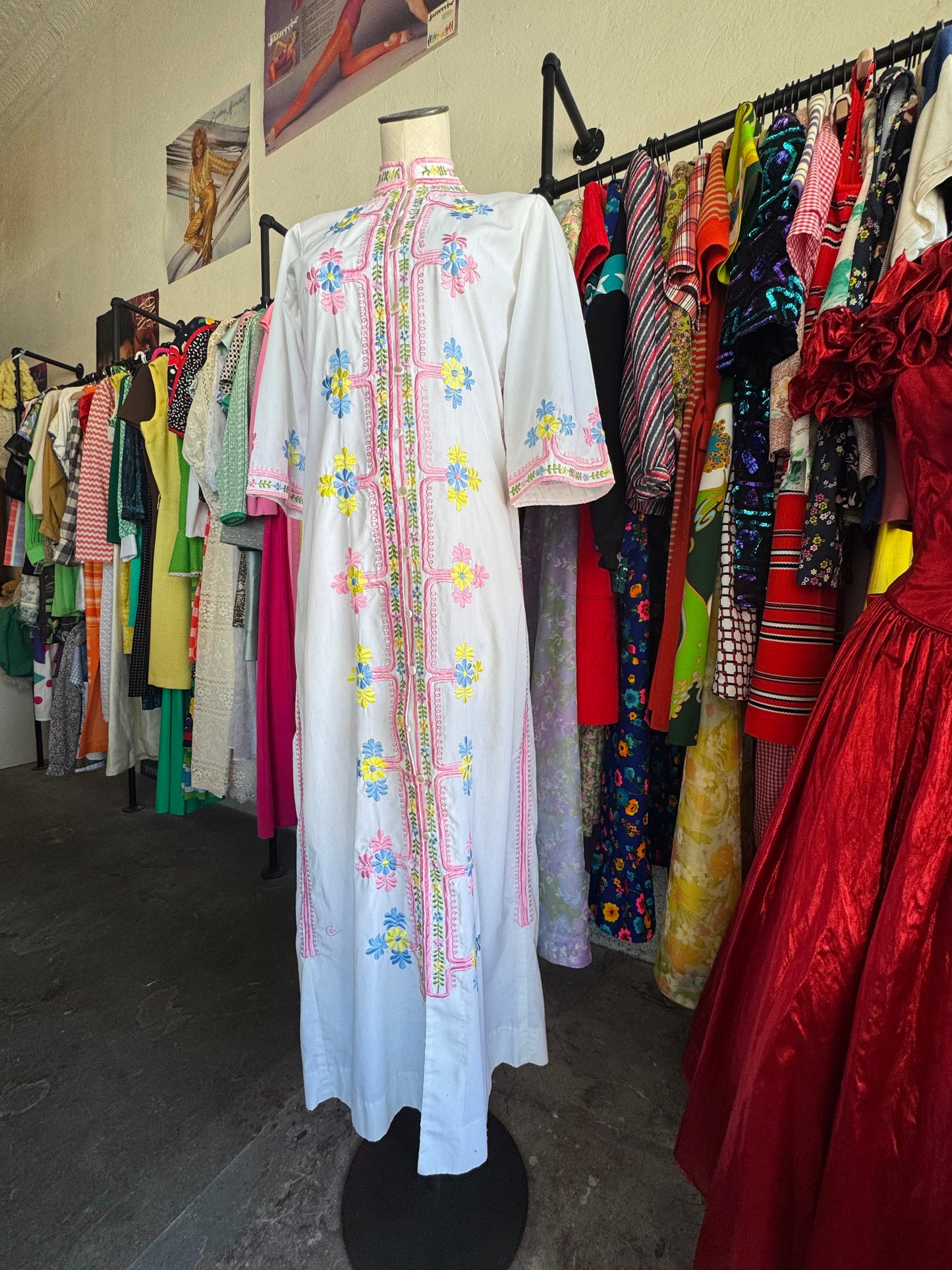 1960s Chuchi Embroidered Maxi Dress