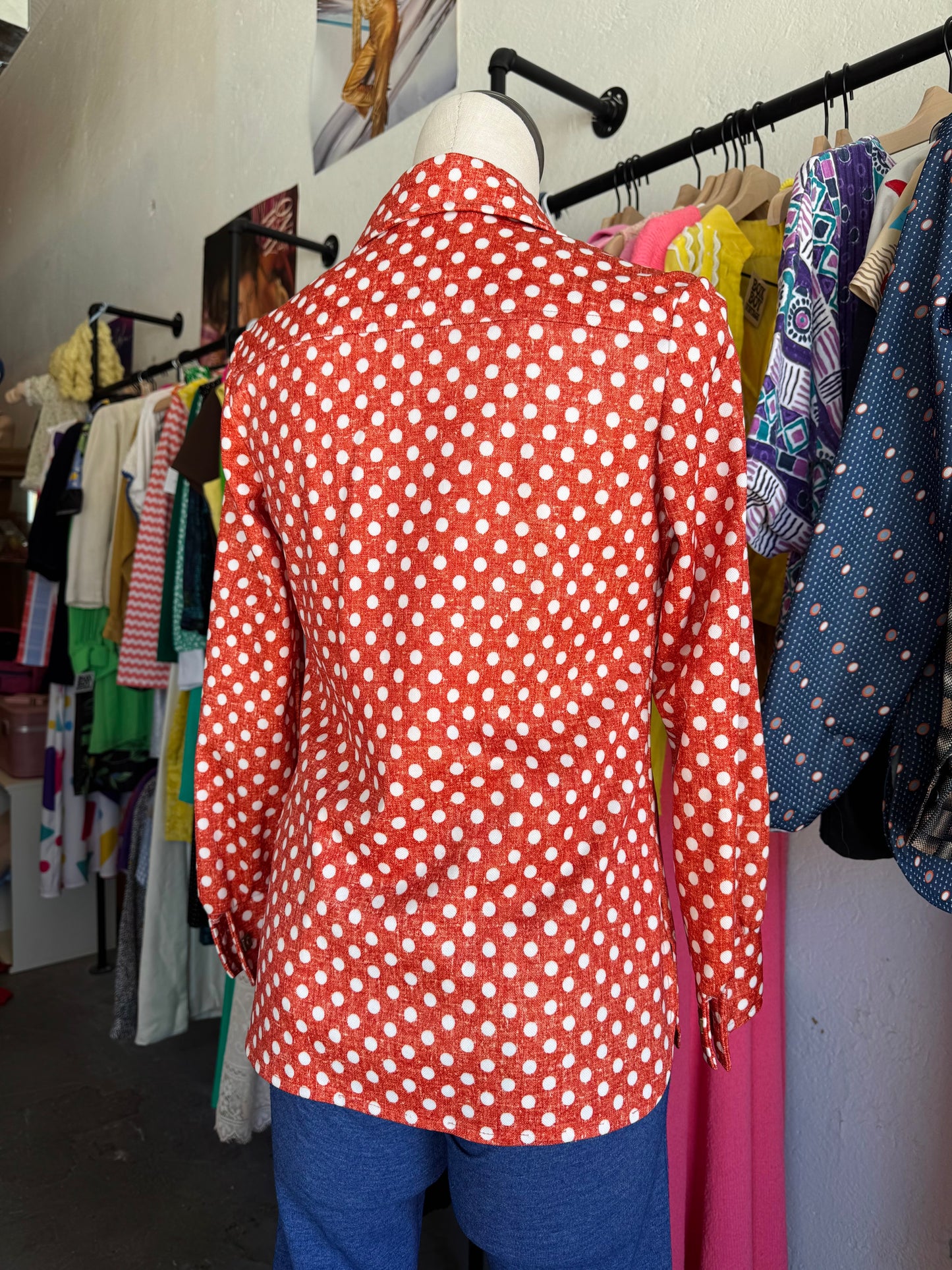 1970s Red Polka Dot Vintage Blouse