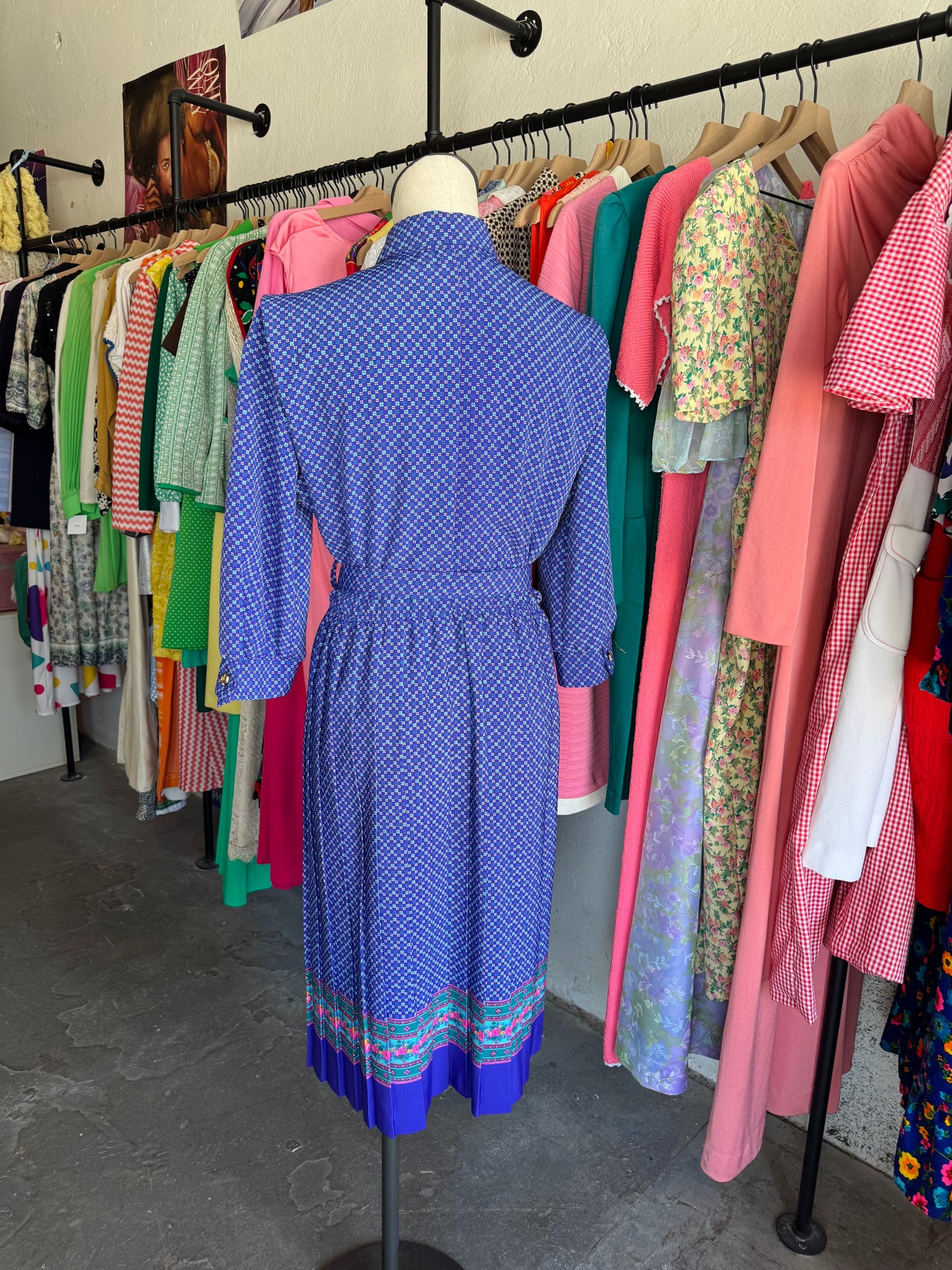 1980s Breli Originals Purple Floral Dress