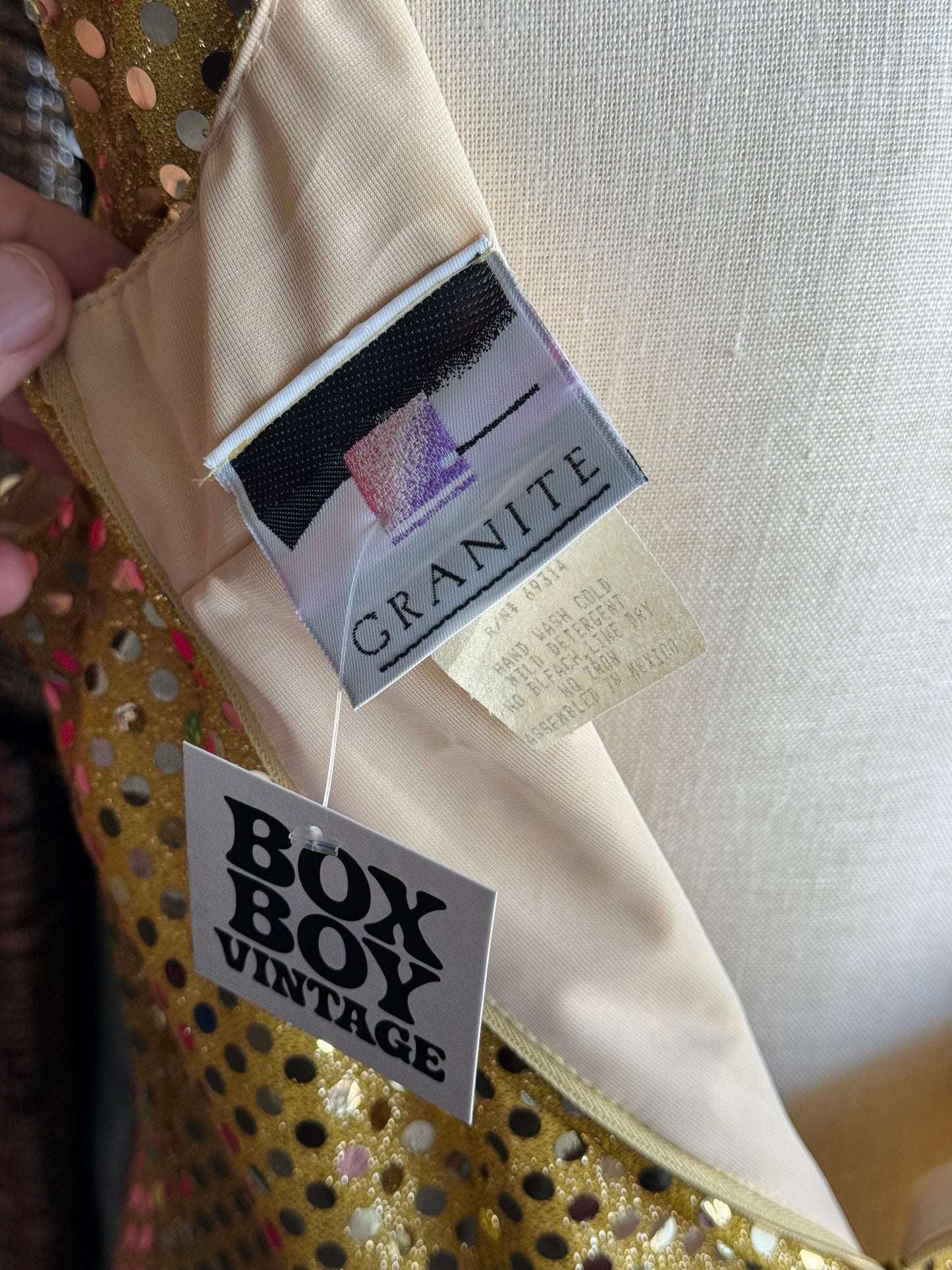 1980s GRANITE Gold Sequin Dress