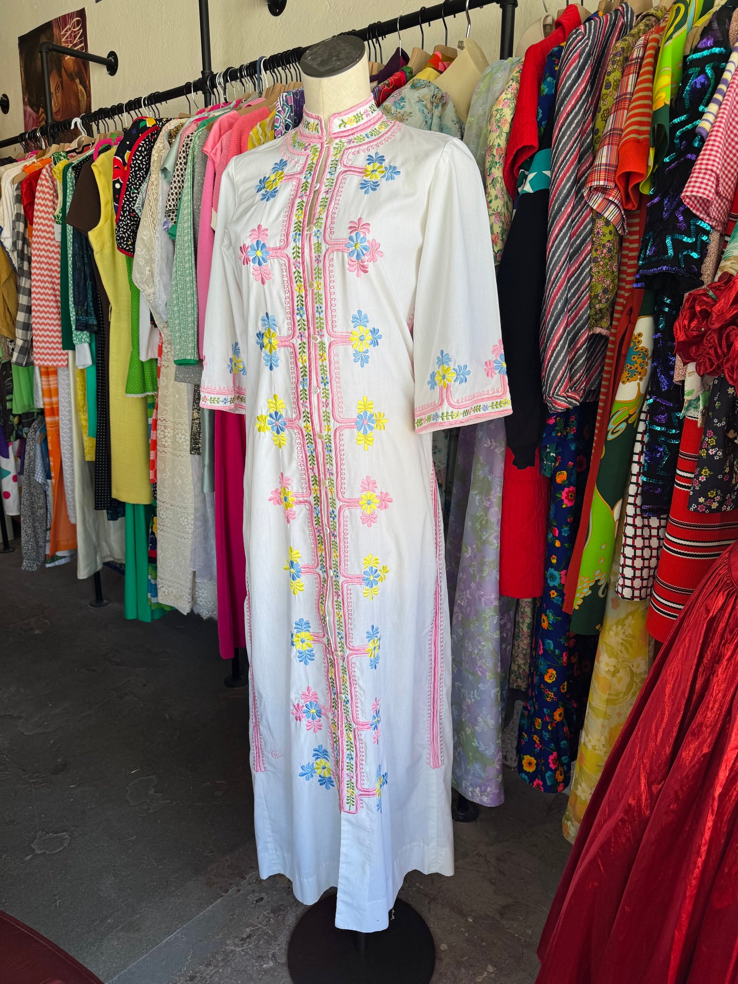 1960s Chuchi Embroidered Maxi Dress