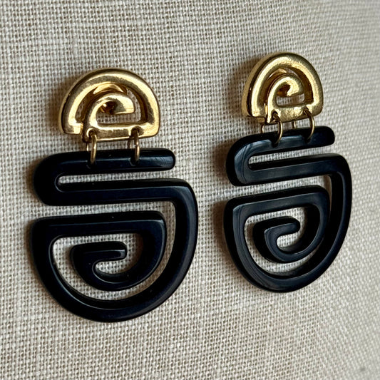 1980s Bold Modernist Spiral Earrings