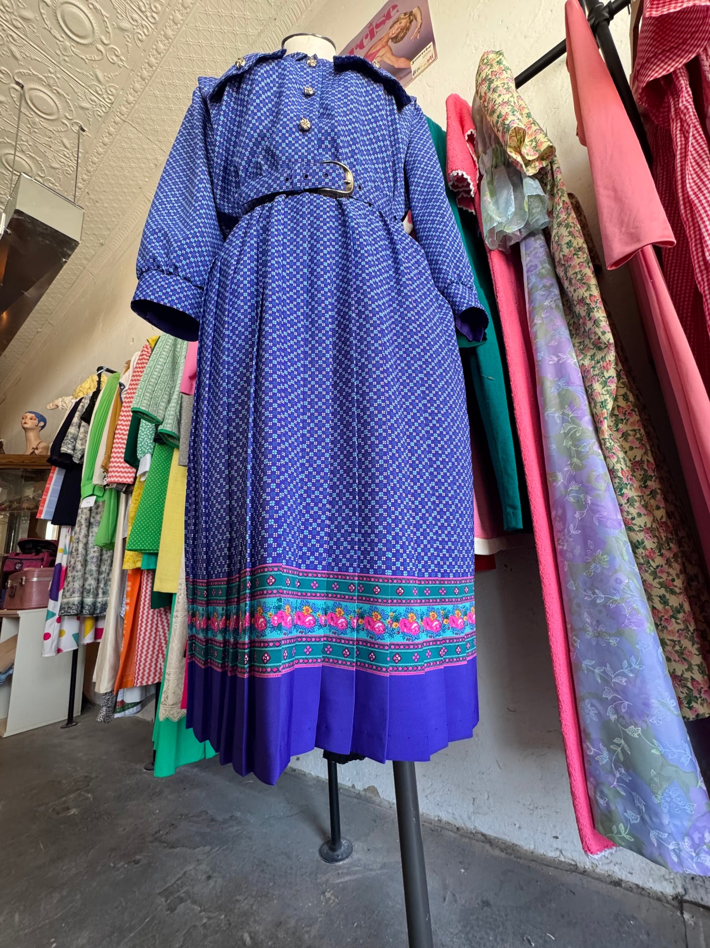 1980s Breli Originals Purple Floral Dress