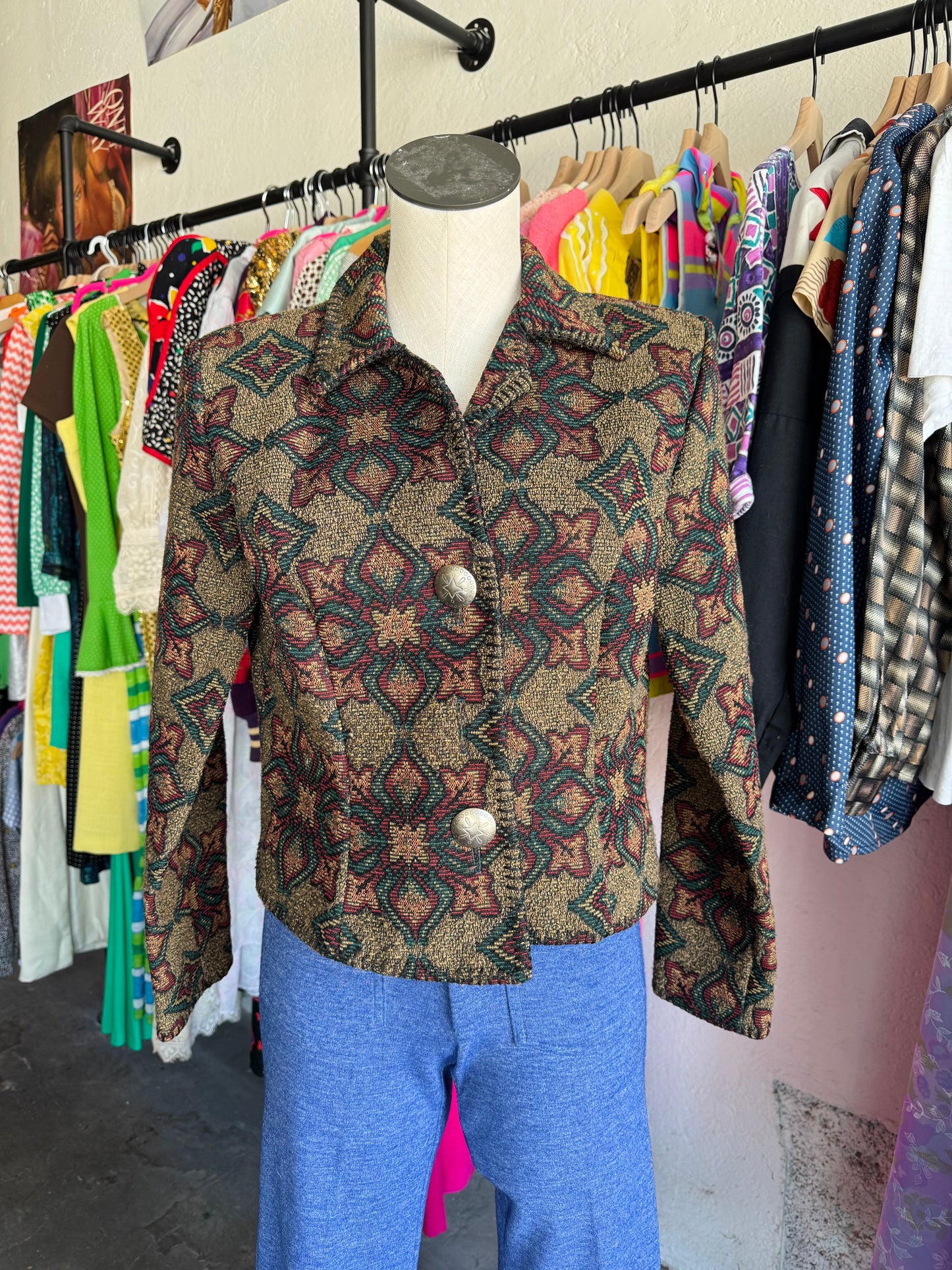 1990s Cactus Flower Cropped Jacket