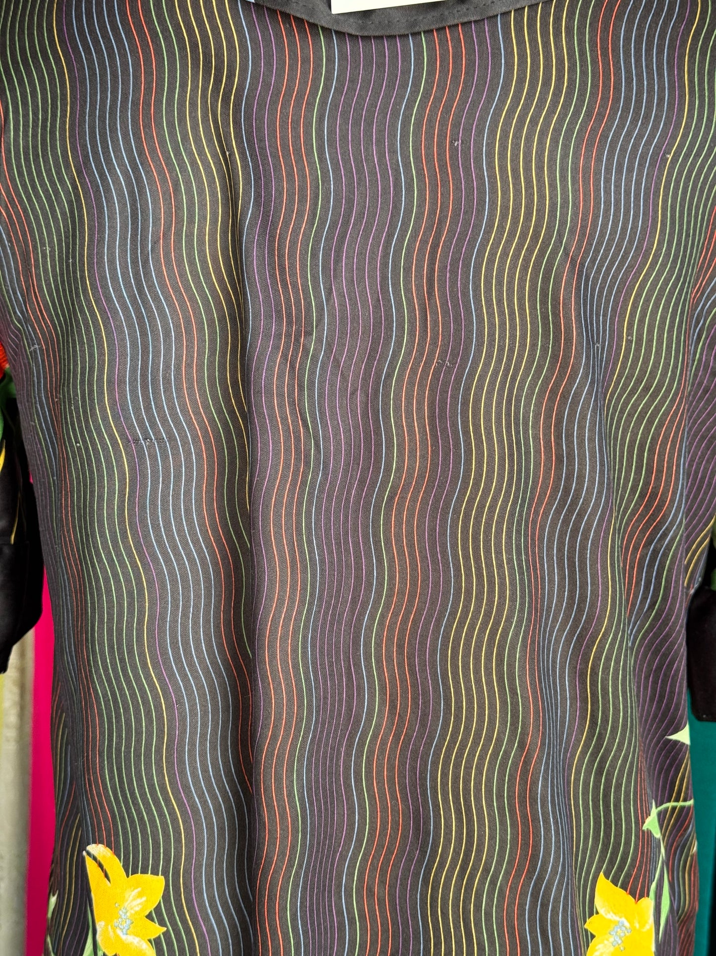 1980s Tropical Floral Button Front Dress