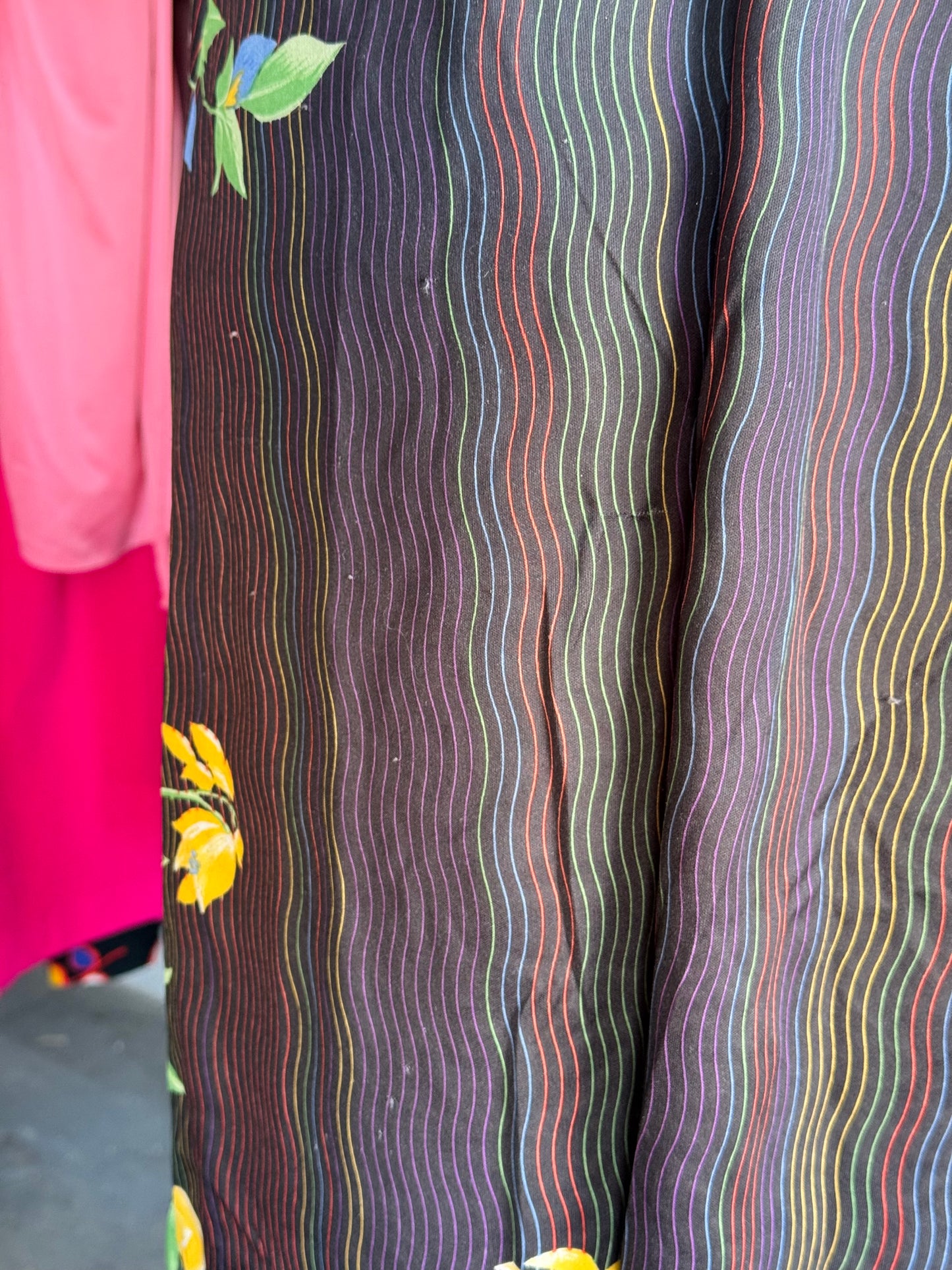 1980s Tropical Floral Button Front Dress