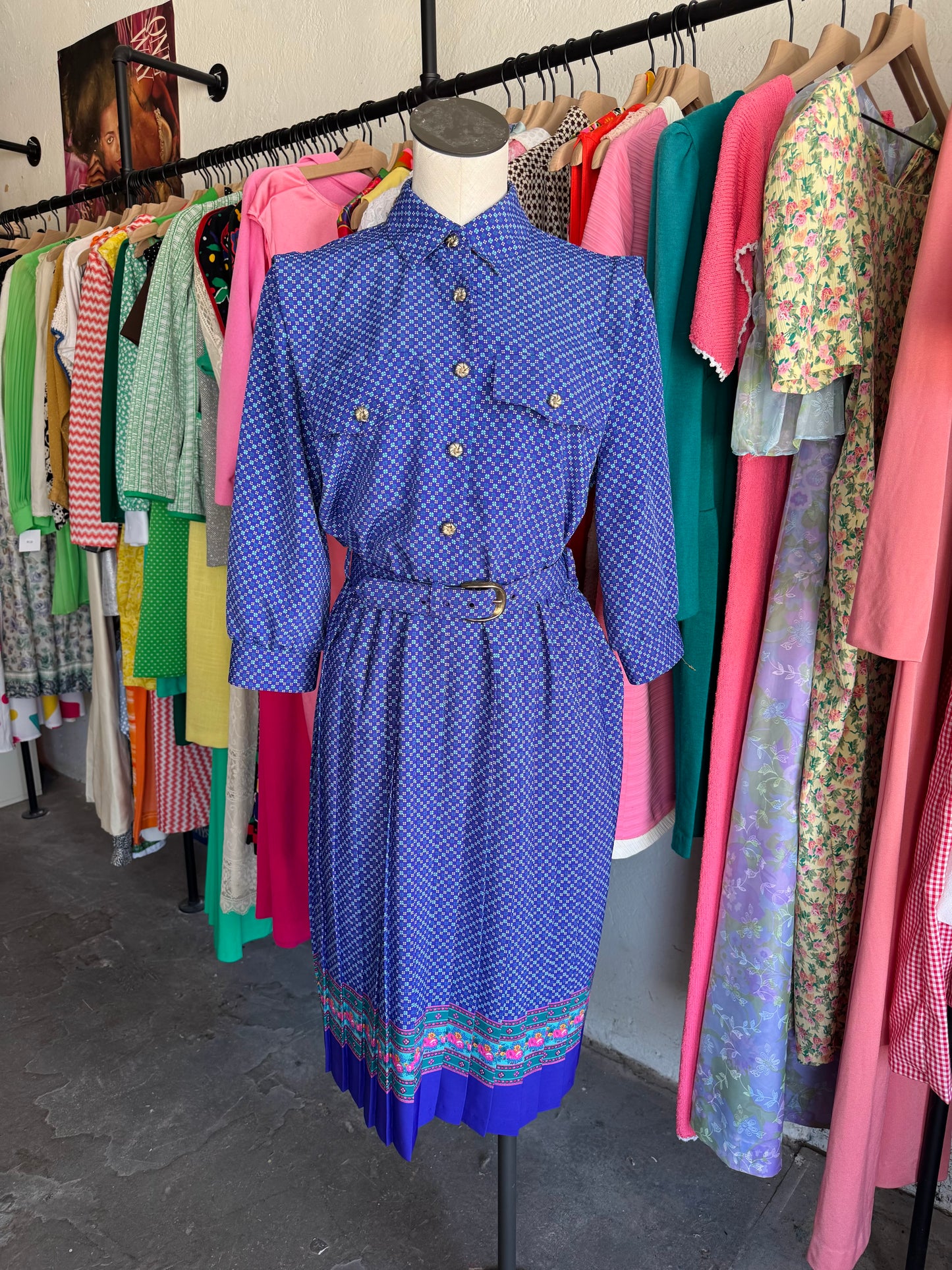 1980s Breli Originals Purple Floral Dress