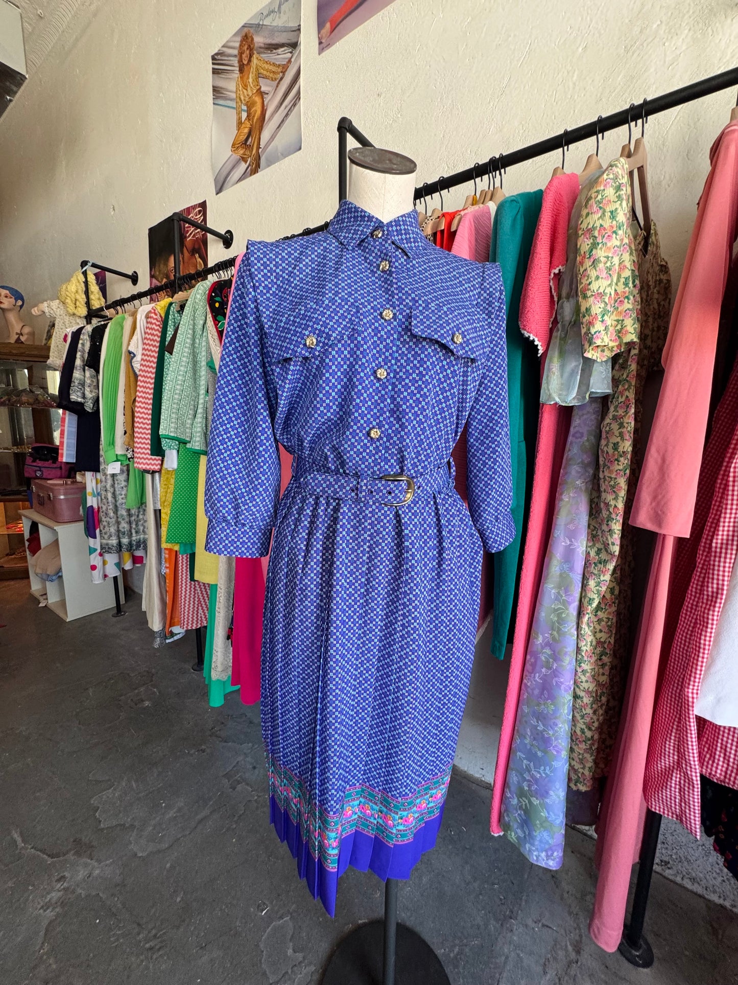 1980s Breli Originals Purple Floral Dress