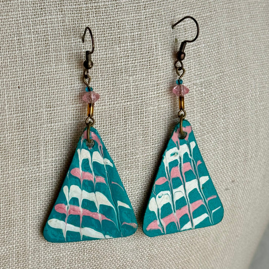 1980s Teal & Pink Earrings