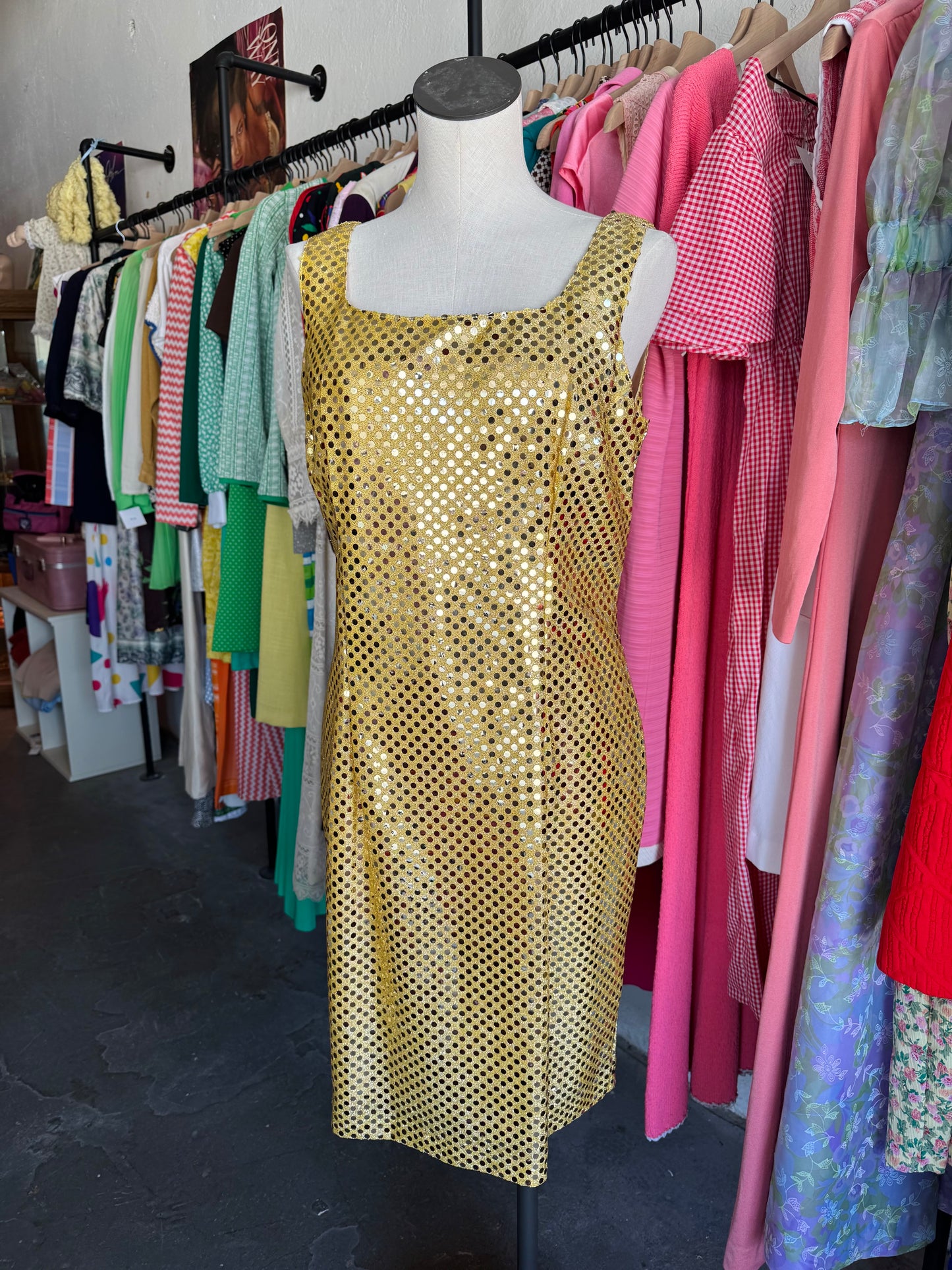 1980s GRANITE Gold Sequin Dress