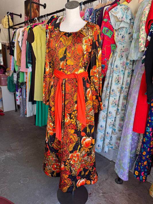 1970s Van Raalte Floral Loungewear Dress