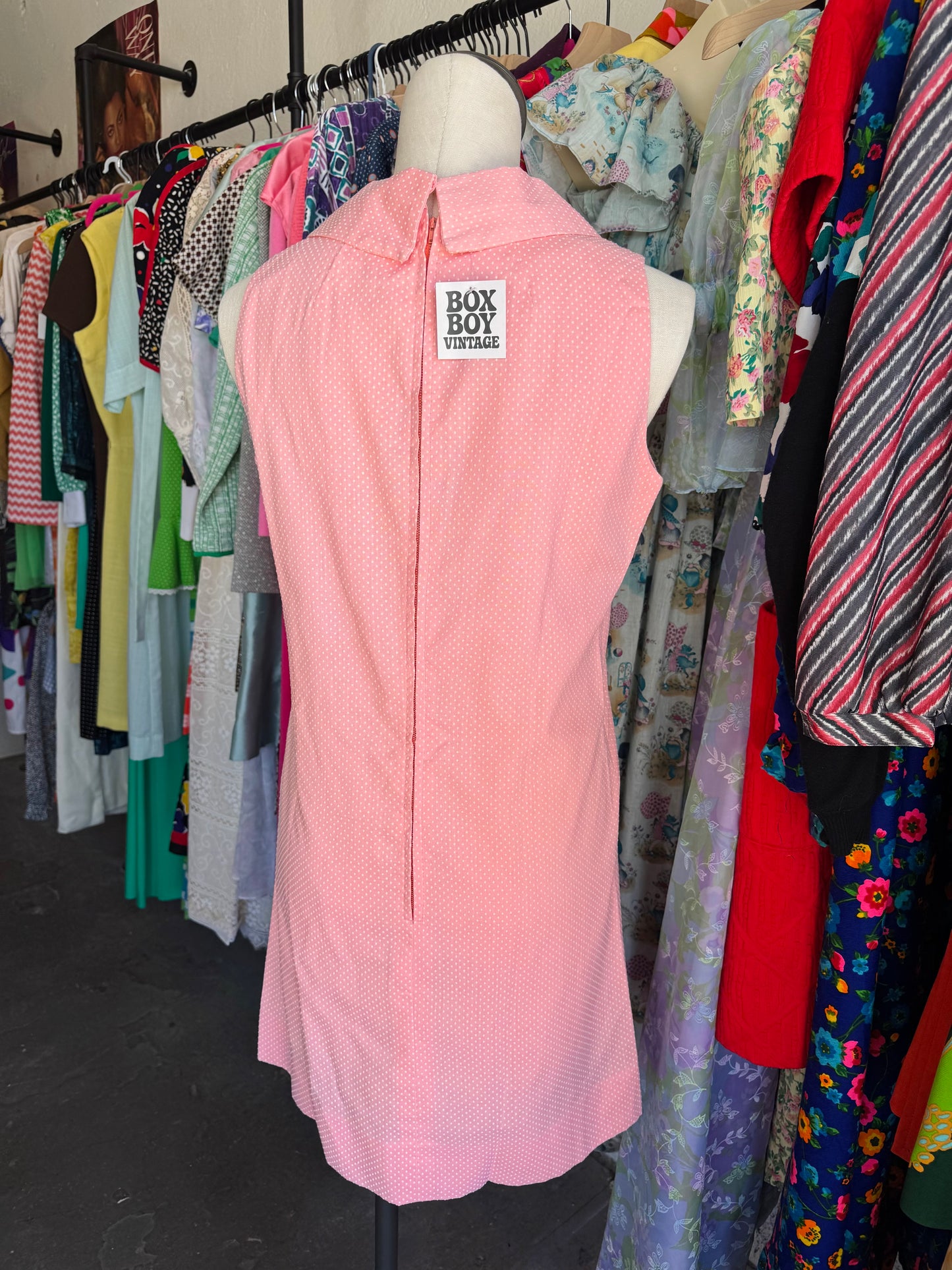 1960s Peachy Pink Polka Dot Dress