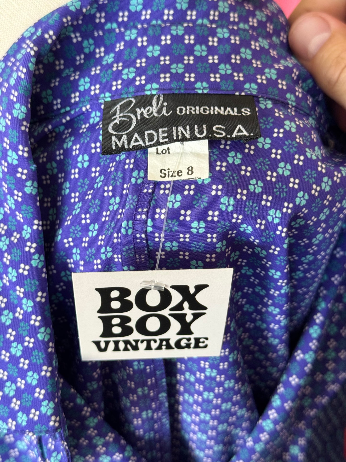 1980s Breli Originals Purple Floral Dress