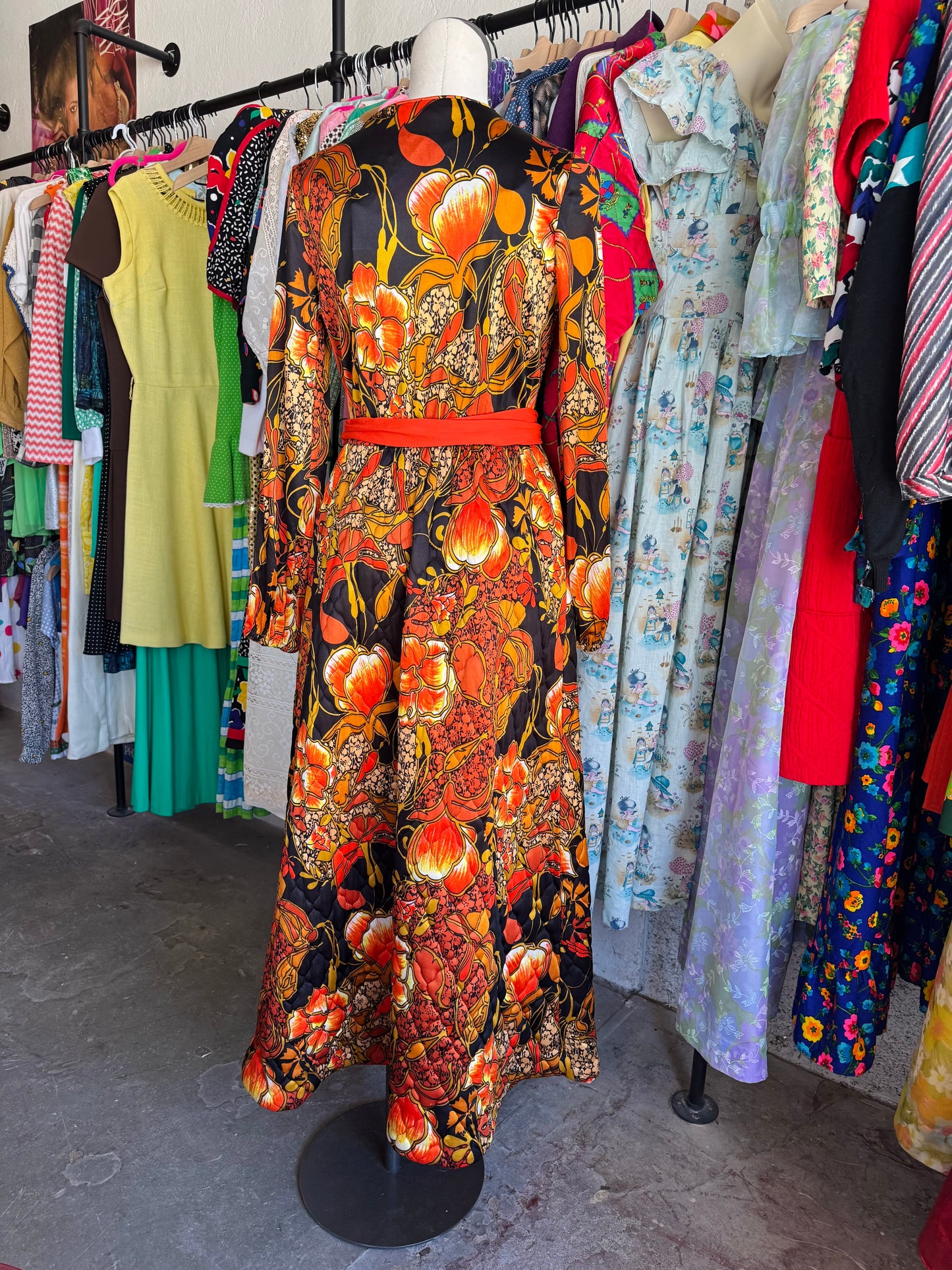 1970s Van Raalte Floral Loungewear Dress