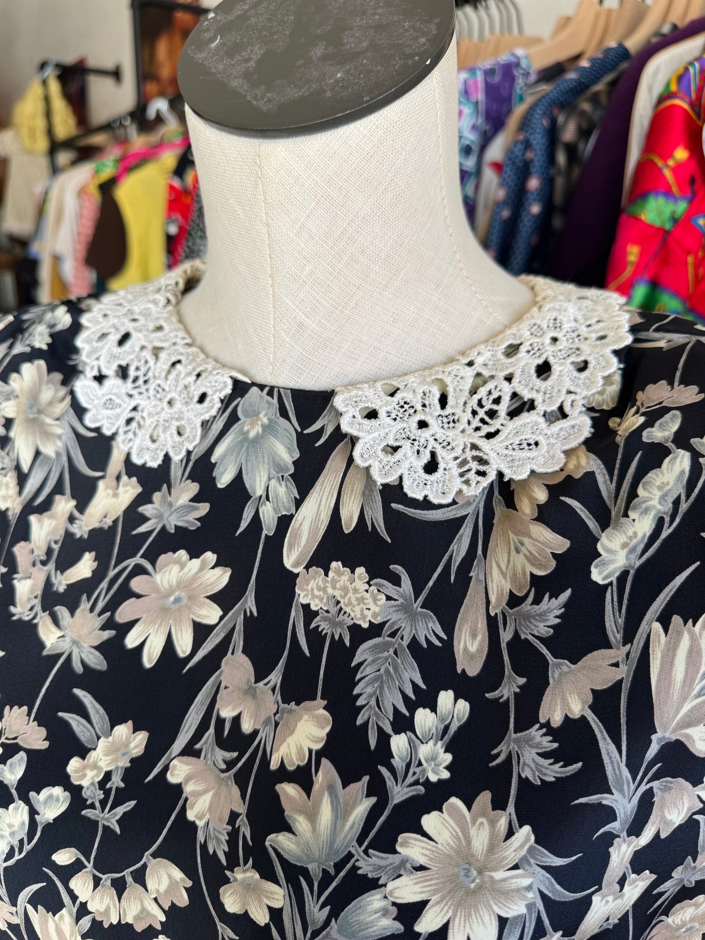 1980s Breli Originals Prairie Collar Dress