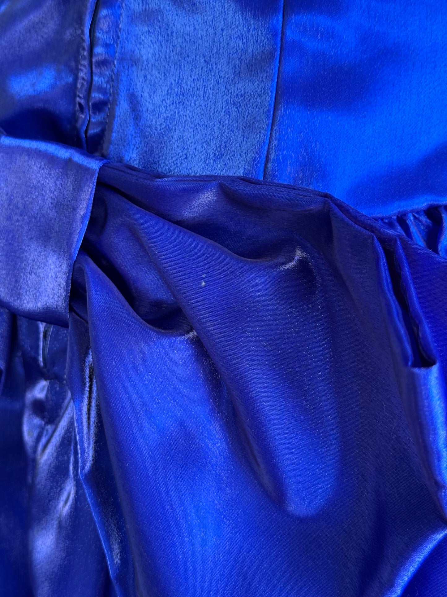 1980s Deep Blue Prom Dress with Bow