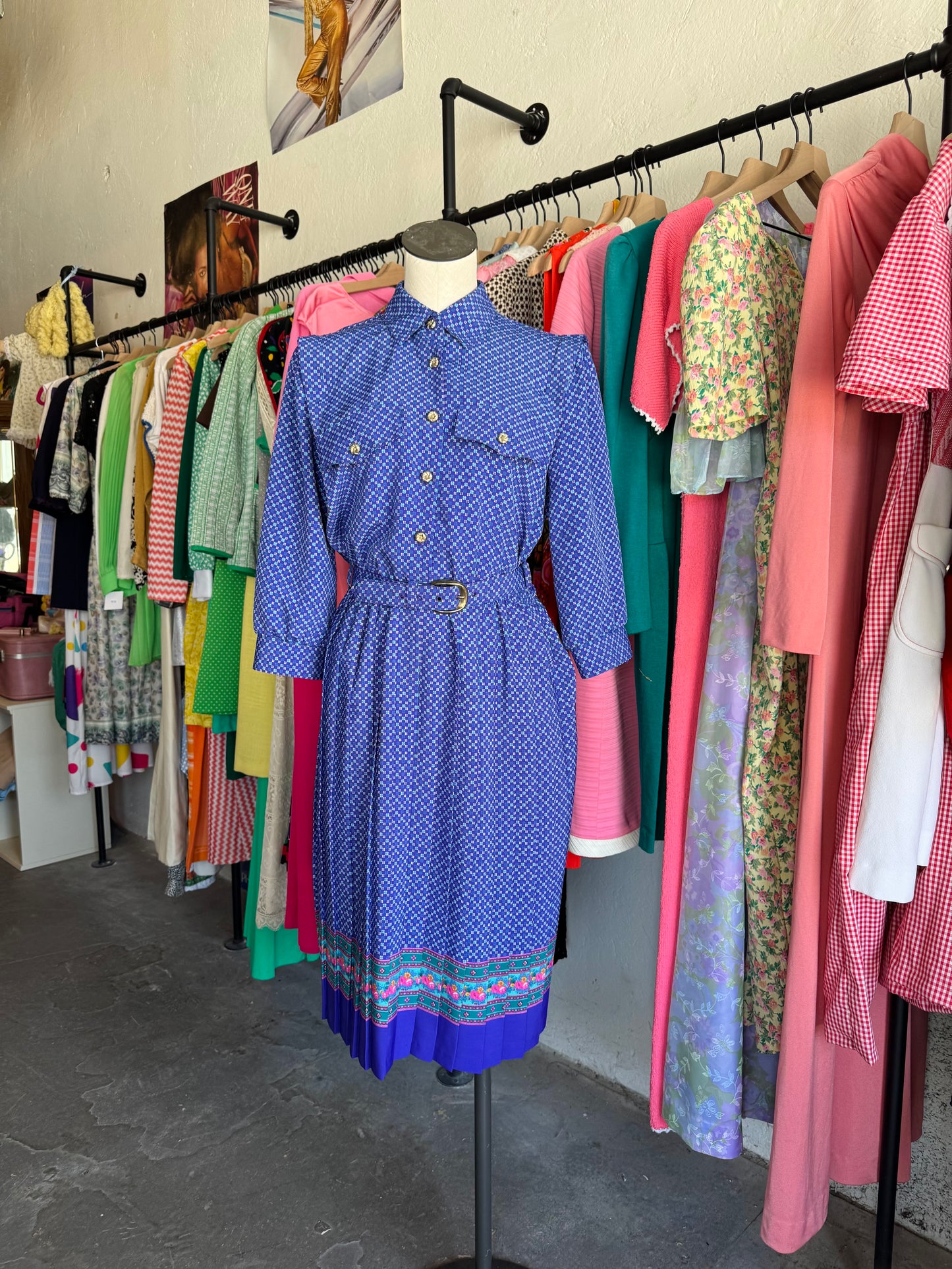 1980s Breli Originals Purple Floral Dress