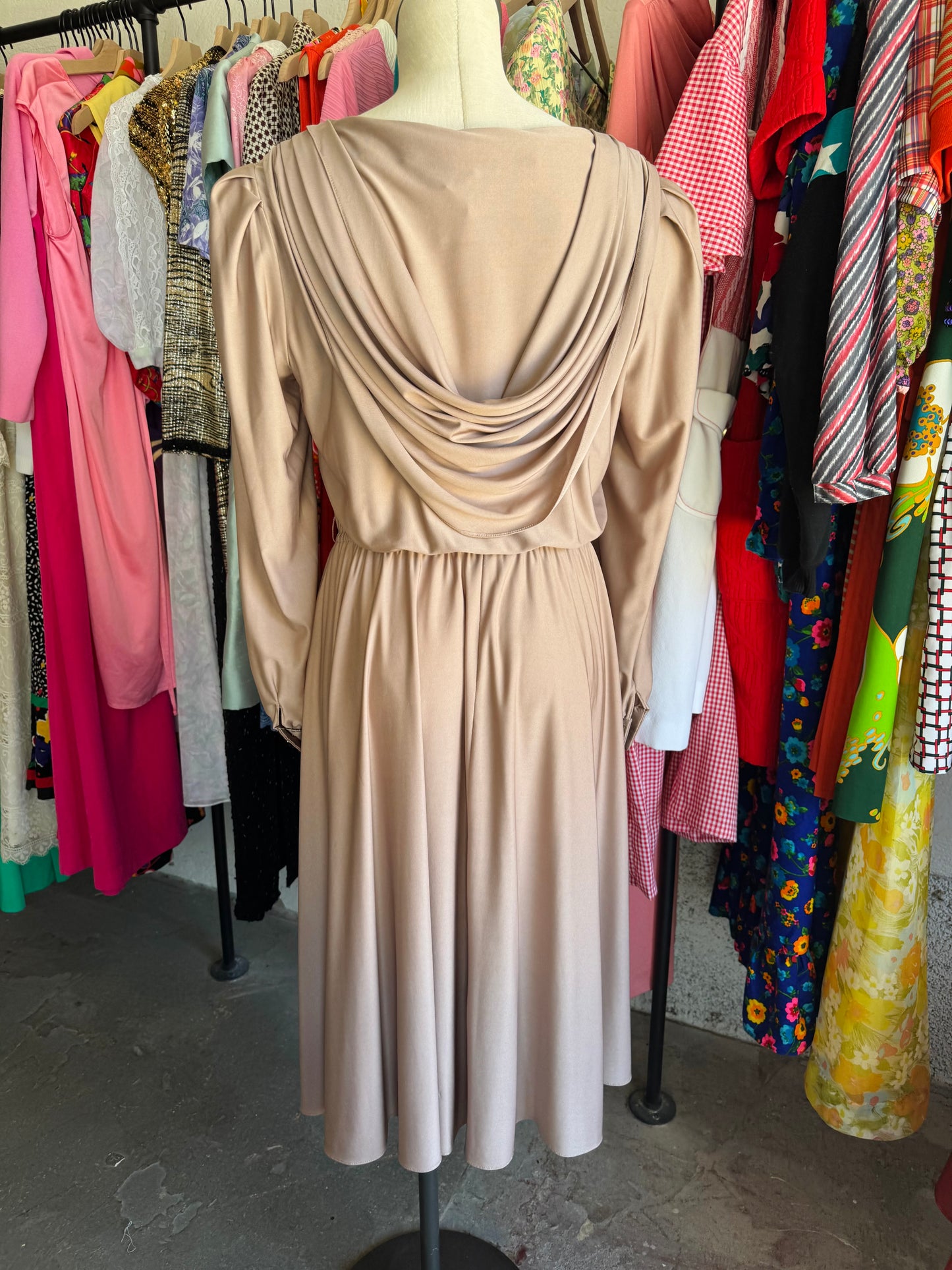 Vintage Brown Beaded Flower Dress