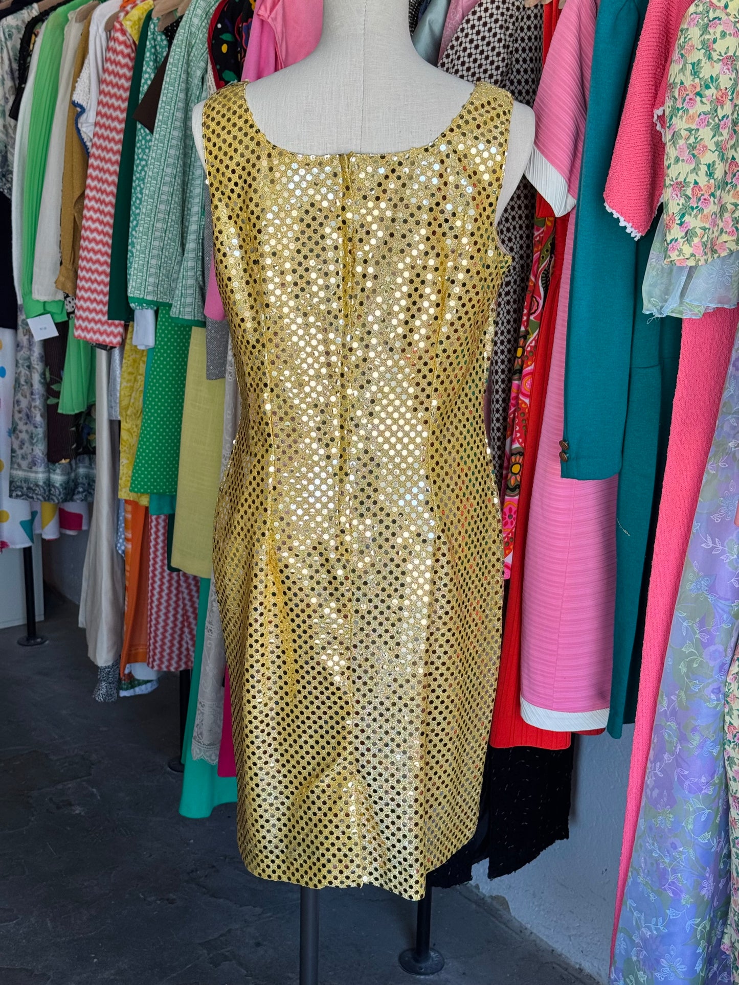 1980s GRANITE Gold Sequin Dress