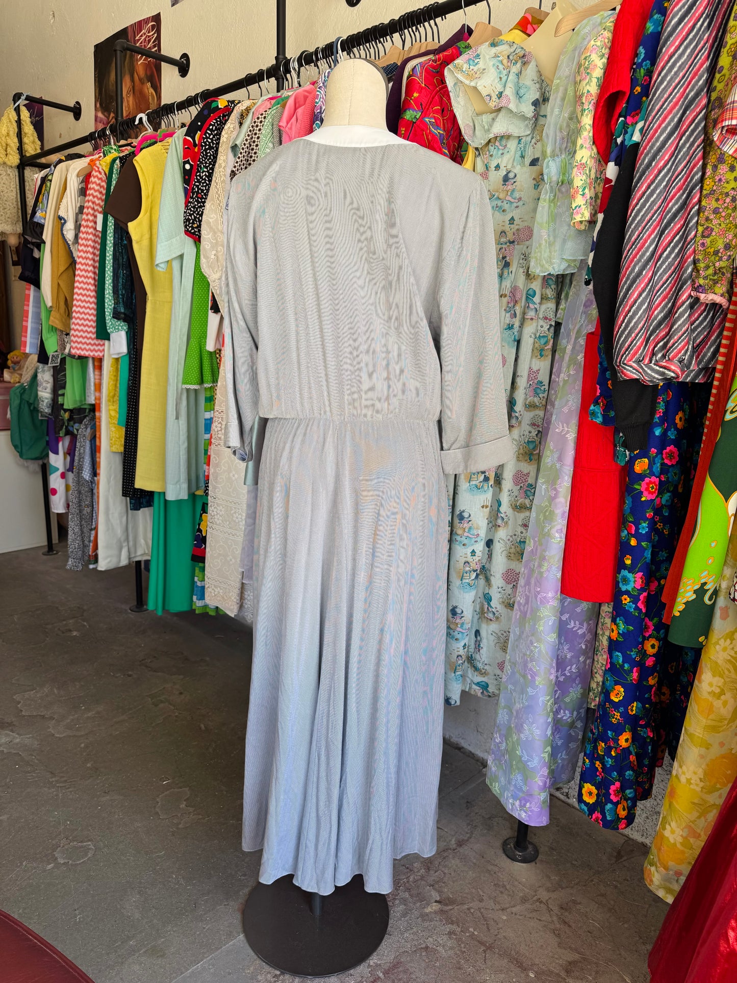 1980s NINA PICCAINO Striped Gold Button Dress