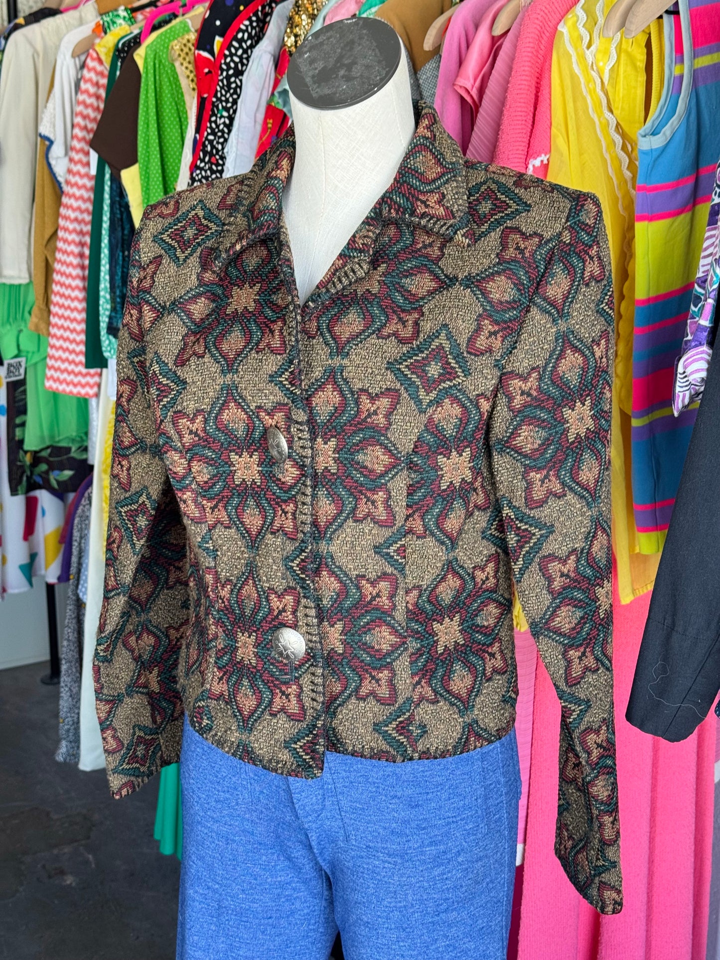 1990s Cactus Flower Cropped Jacket