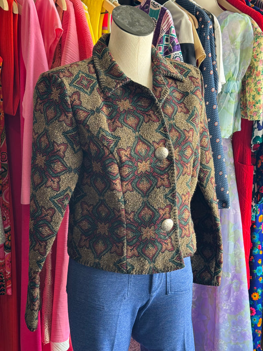1990s Cactus Flower Cropped Jacket