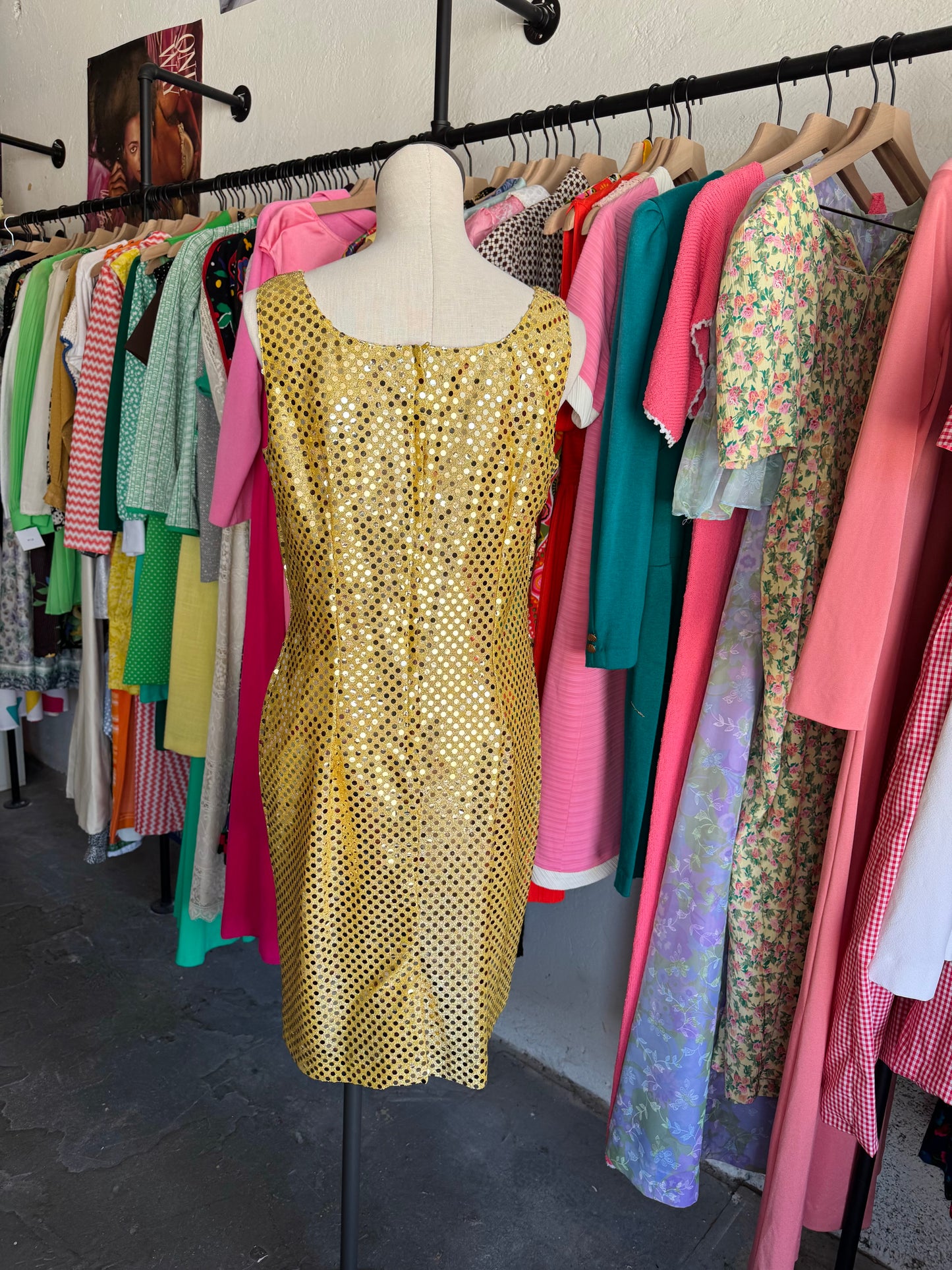 1980s GRANITE Gold Sequin Dress