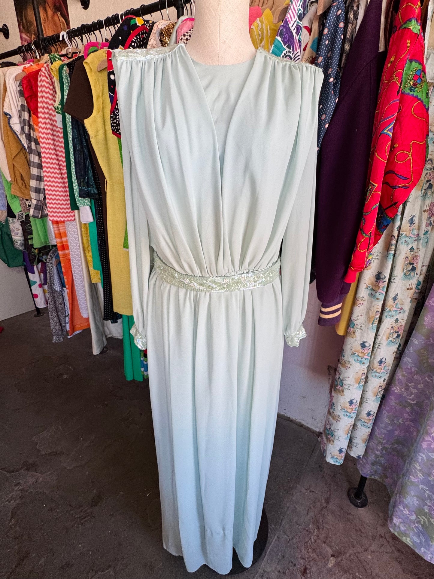 1980s Jack Bryan Beaded Evening Dress