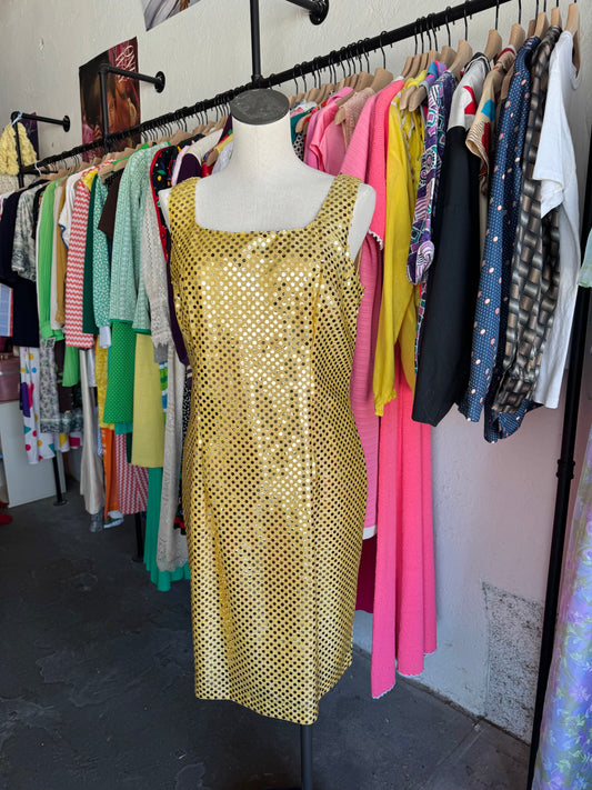 1980s GRANITE Gold Sequin Dress