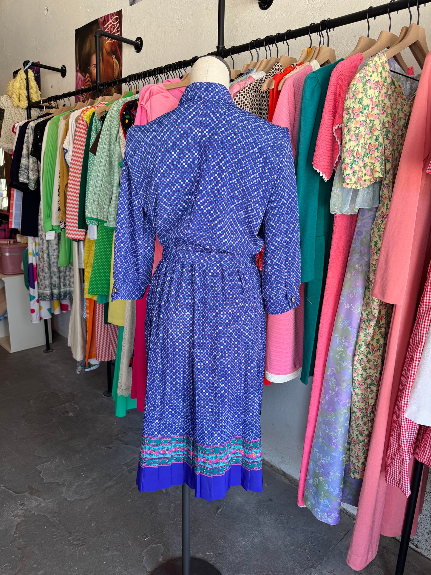 1980s Breli Originals Purple Floral Dress