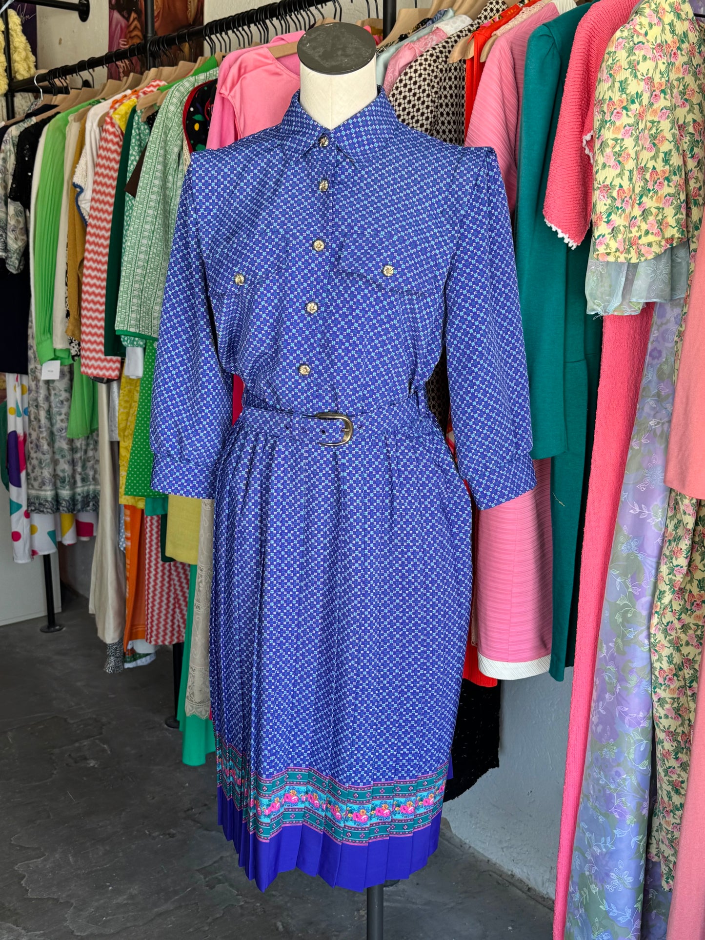 1980s Breli Originals Purple Floral Dress