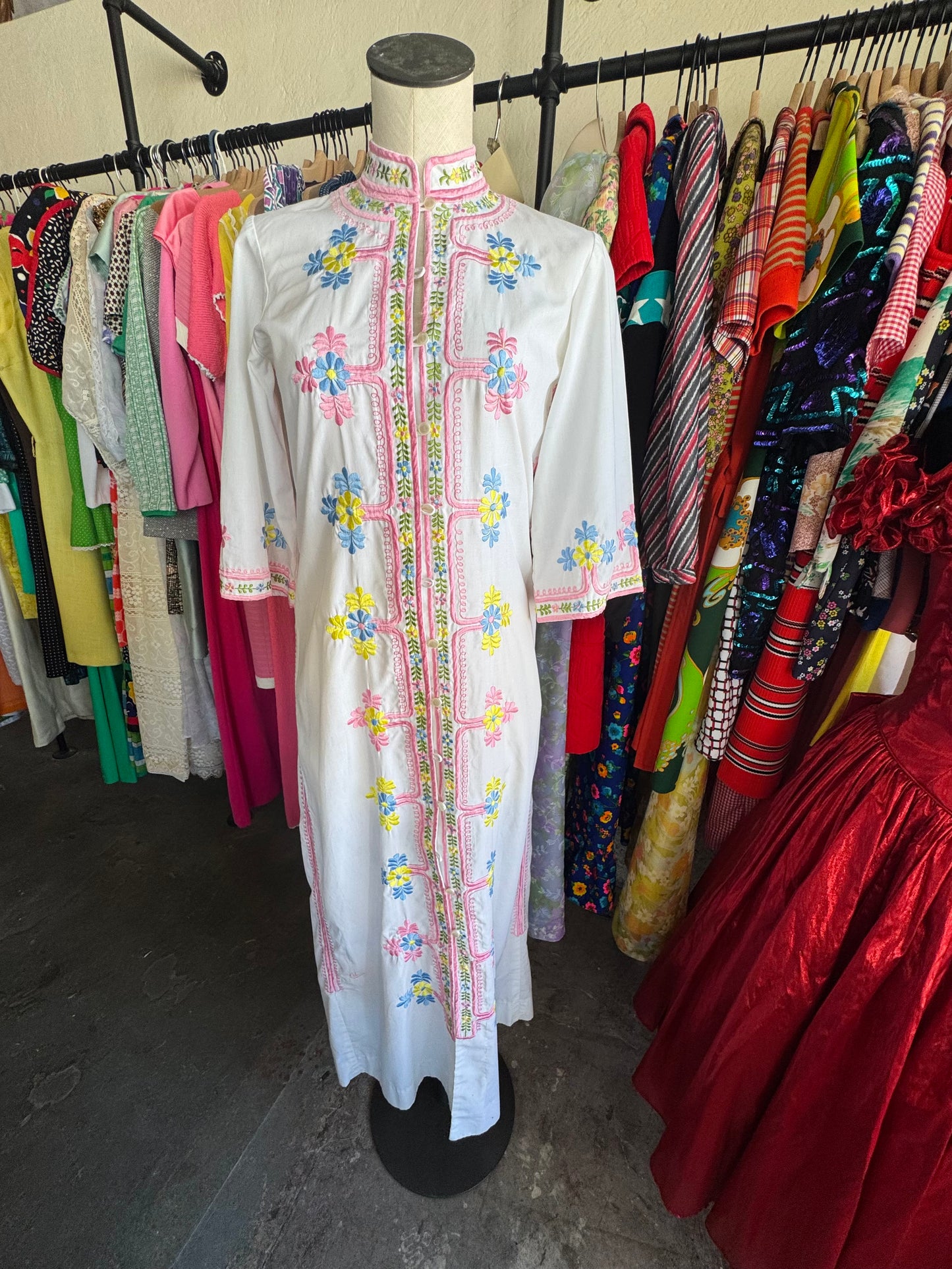 1960s Chuchi Embroidered Maxi Dress