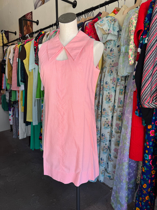1960s Peachy Pink Polka Dot Dress