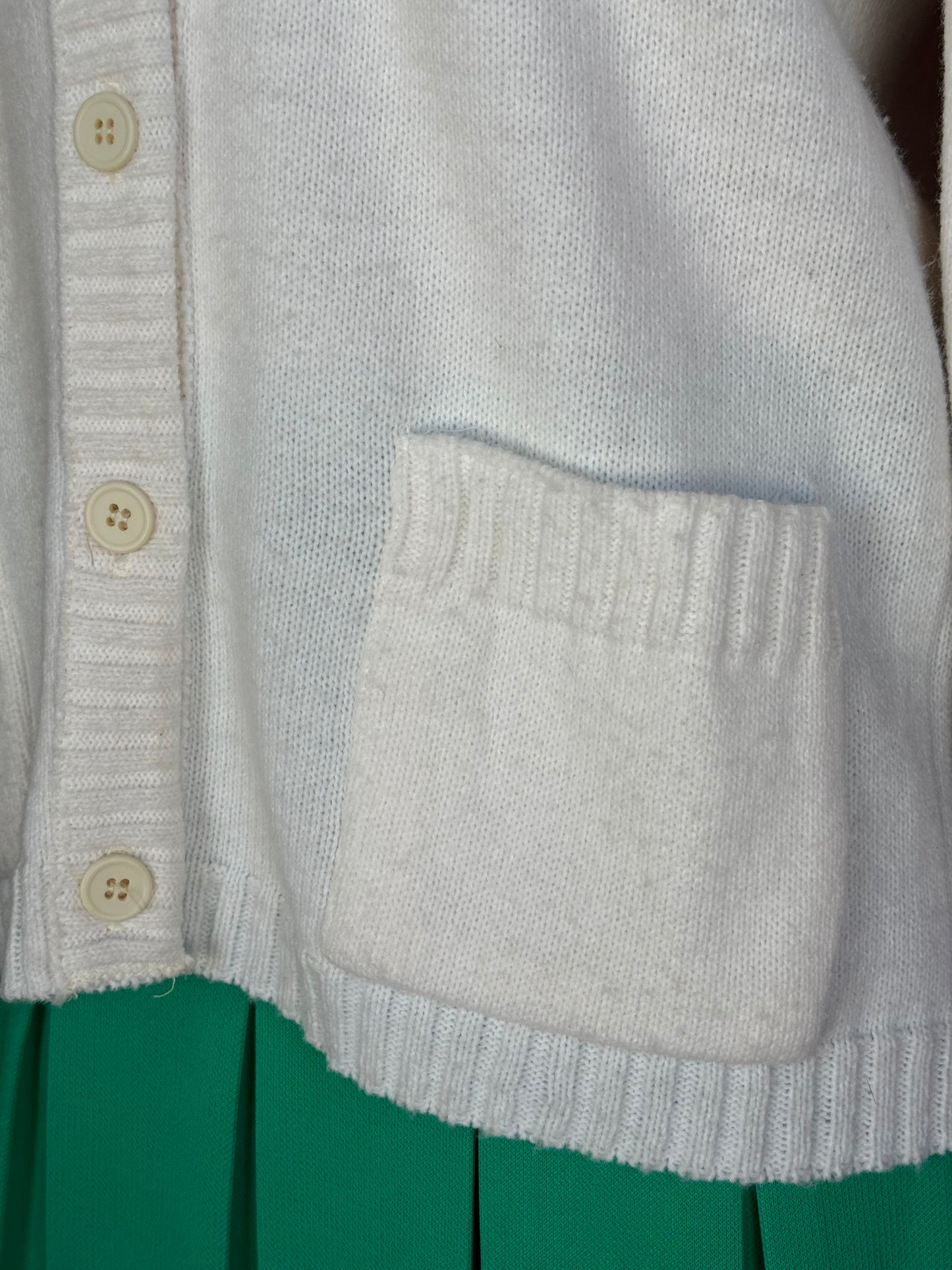 1970s Loomtogs Tennis Whites Bedazzled Cardigan