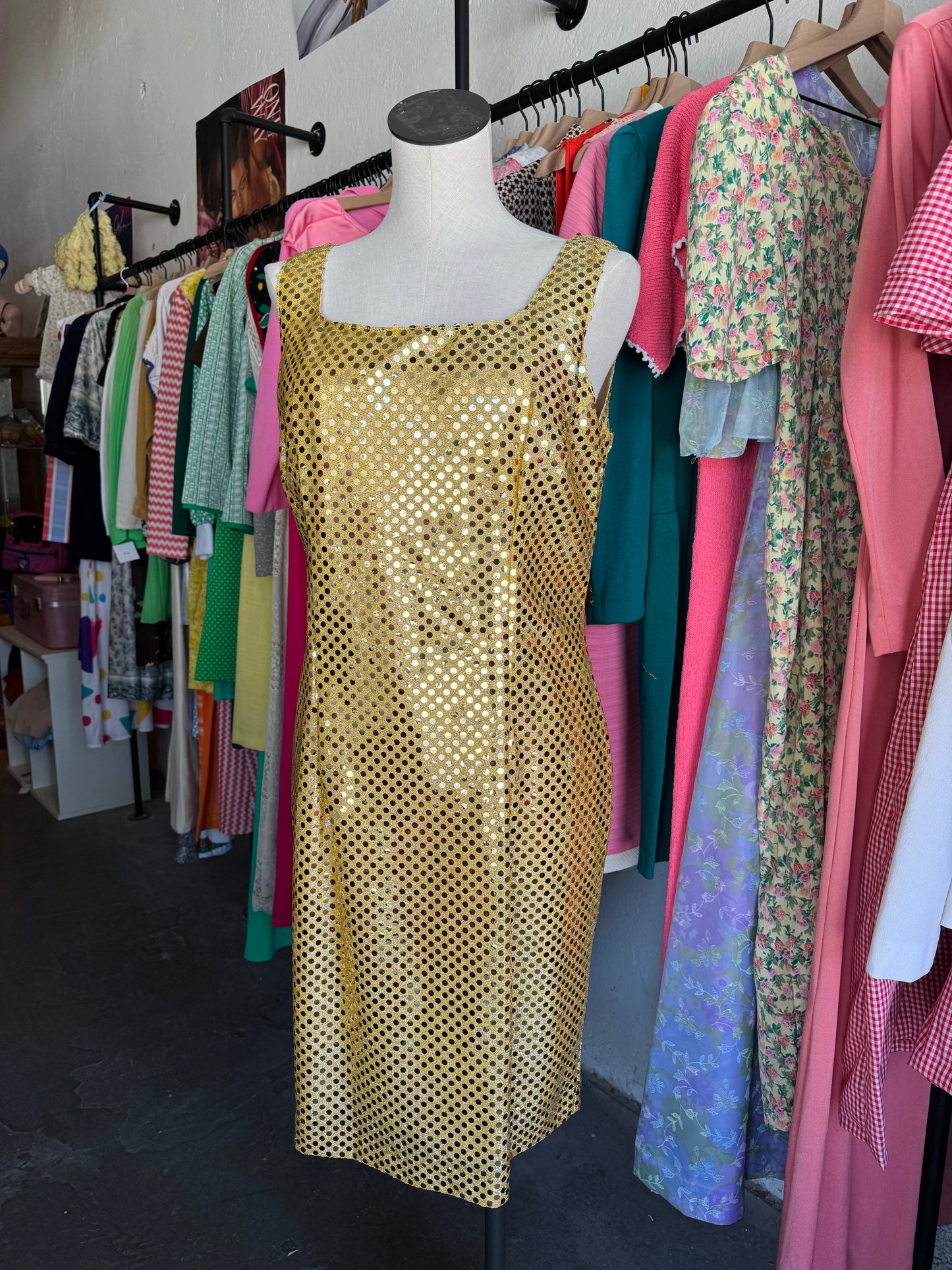 1980s GRANITE Gold Sequin Dress