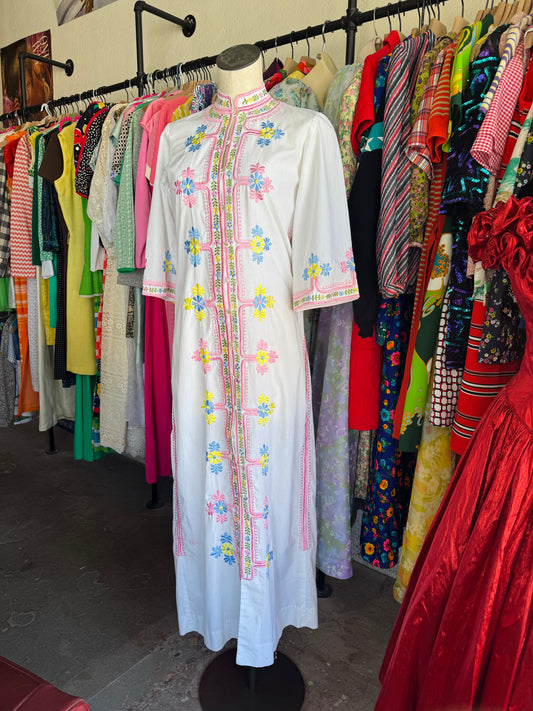 1960s Chuchi Embroidered Maxi Dress