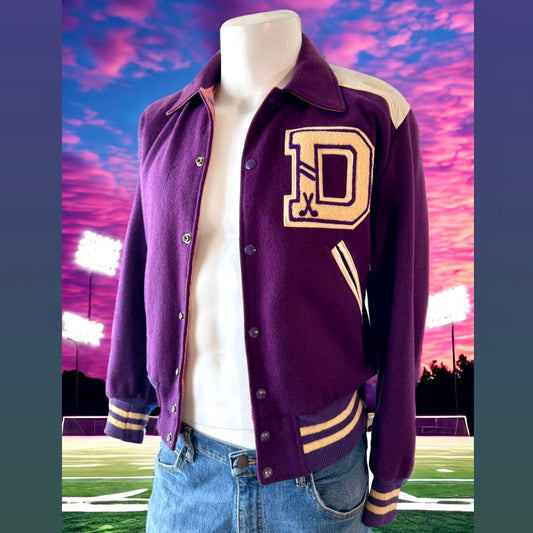 1980s Purple and White Varsity Jacket